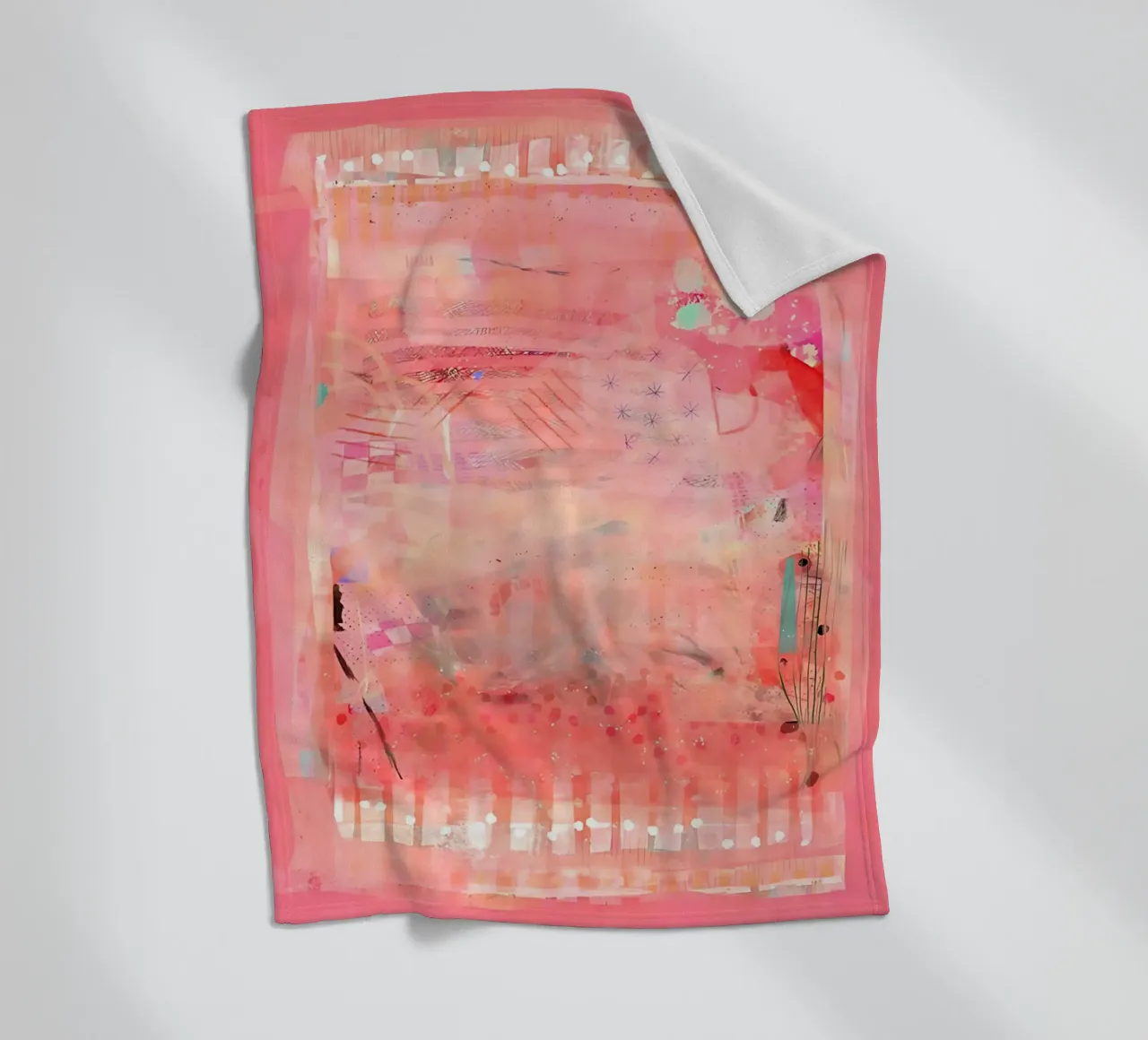 Roze abstracte muurkunst, moderne abstracte print, kleurrijke kunst fleecedeken van Boheme