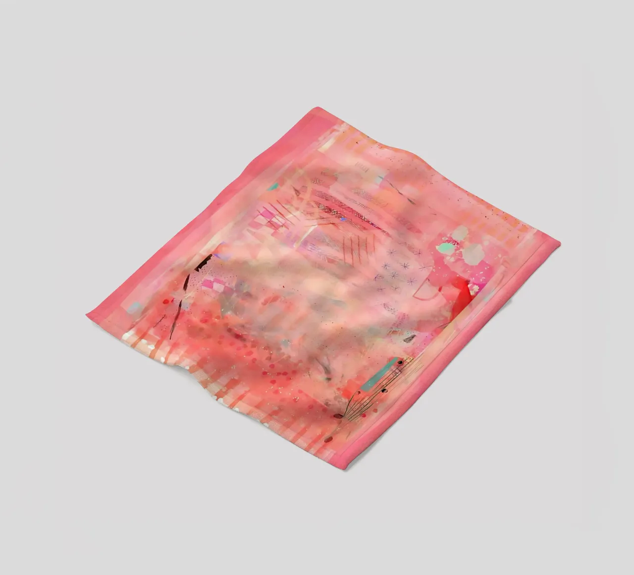 Roze abstracte muurkunst, moderne abstracte print, kleurrijke kunst fleecedeken van Boheme