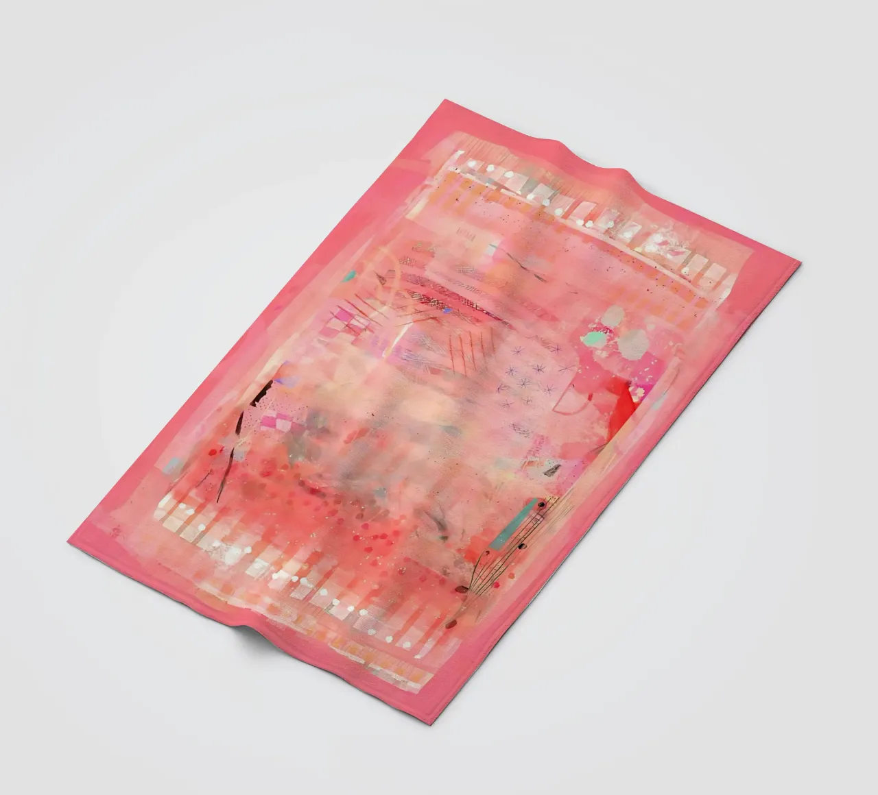 Roze abstracte muurkunst, moderne abstracte print, kleurrijke kunst fleecedeken van Boheme