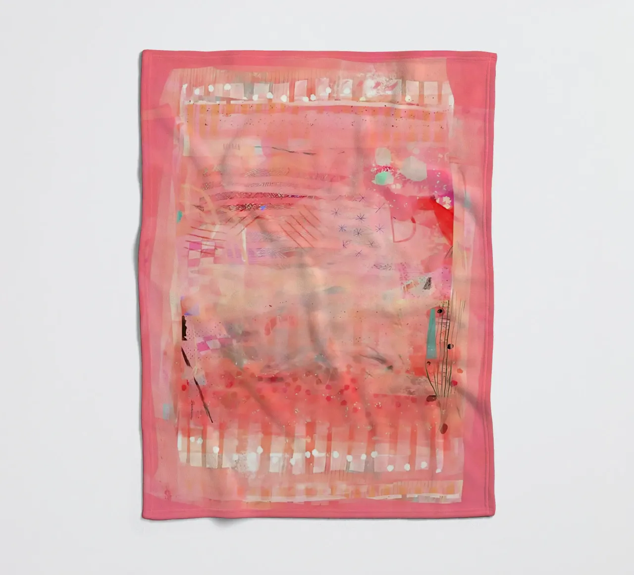 Roze abstracte muurkunst, moderne abstracte print, kleurrijke kunst fleecedeken van Boheme