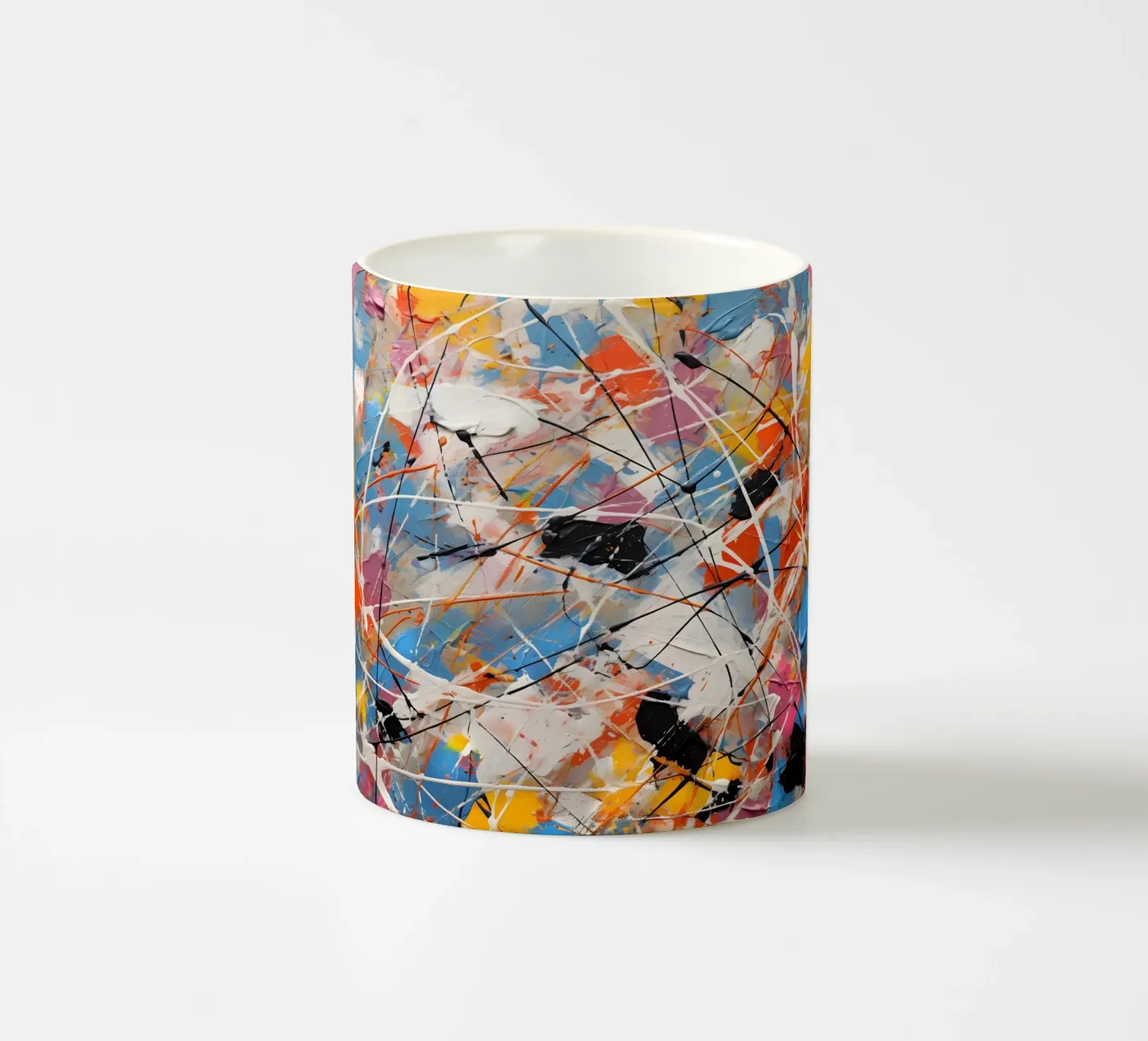 Complex colour scheme ceramic mug by Carinaprint