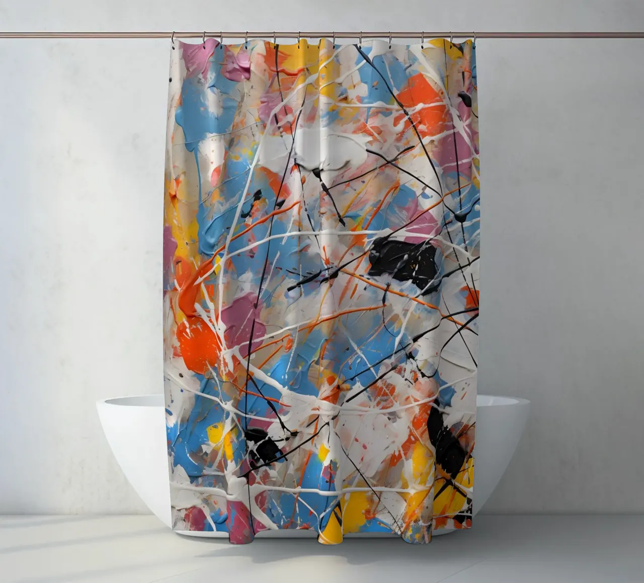 Complex colour scheme shower curtain by Carinaprint