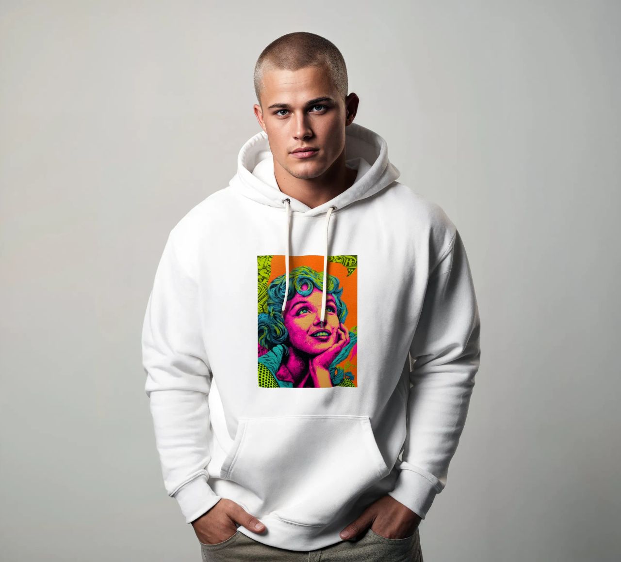 Marilyn Monroe, Neon Pop felpa con cappuccio da Carinaprint