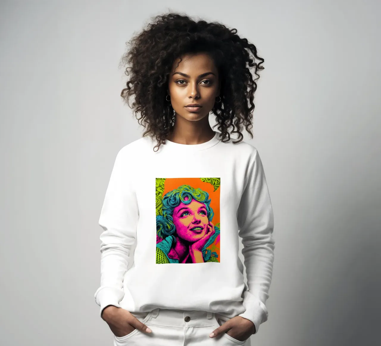 Marilyn Monroe, Neon Pop sweatshirt by Carinaprint
