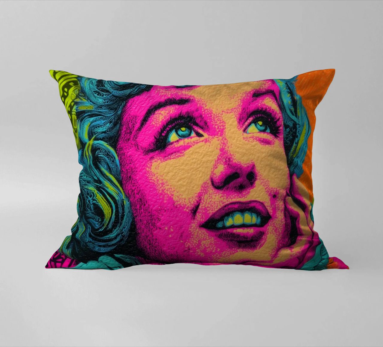 Marilyn Monroe, Neon Pop cuscino da Carinaprint