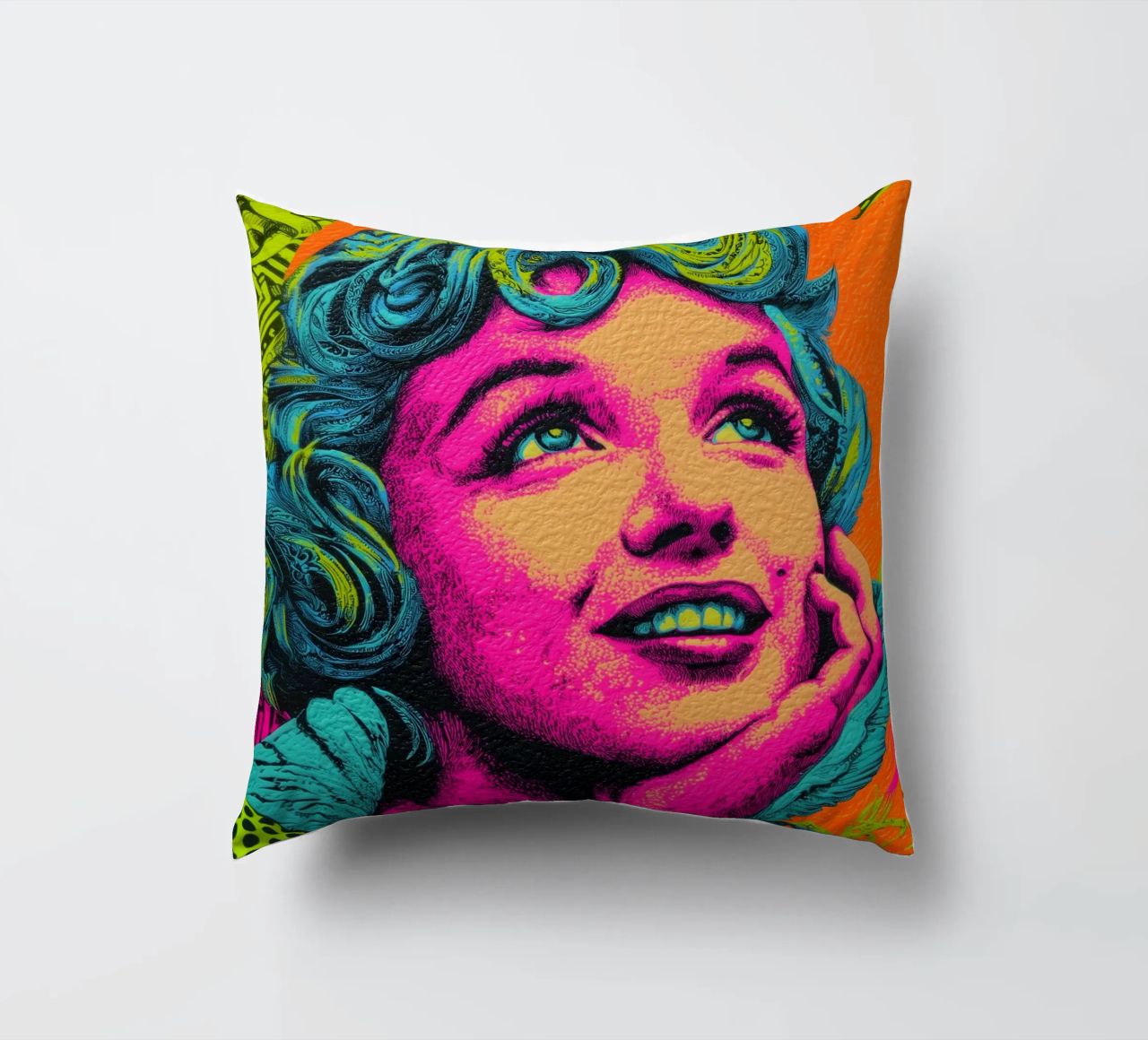 Marilyn Monroe, Neon Pop cuscino da Carinaprint