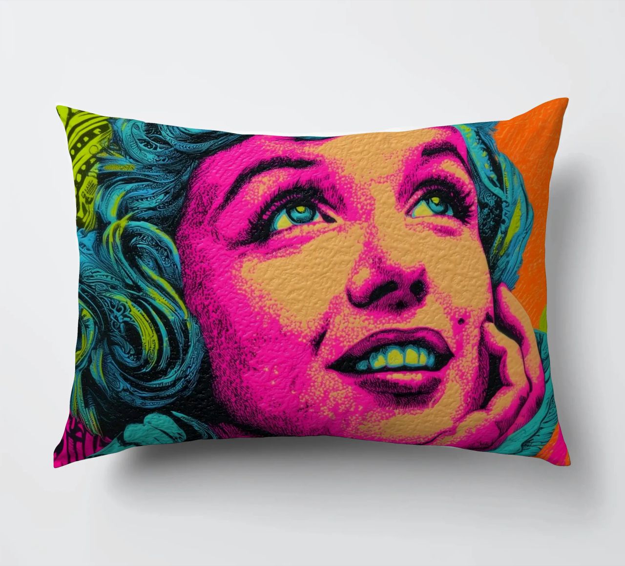 Marilyn Monroe, Neon Pop cuscino da Carinaprint