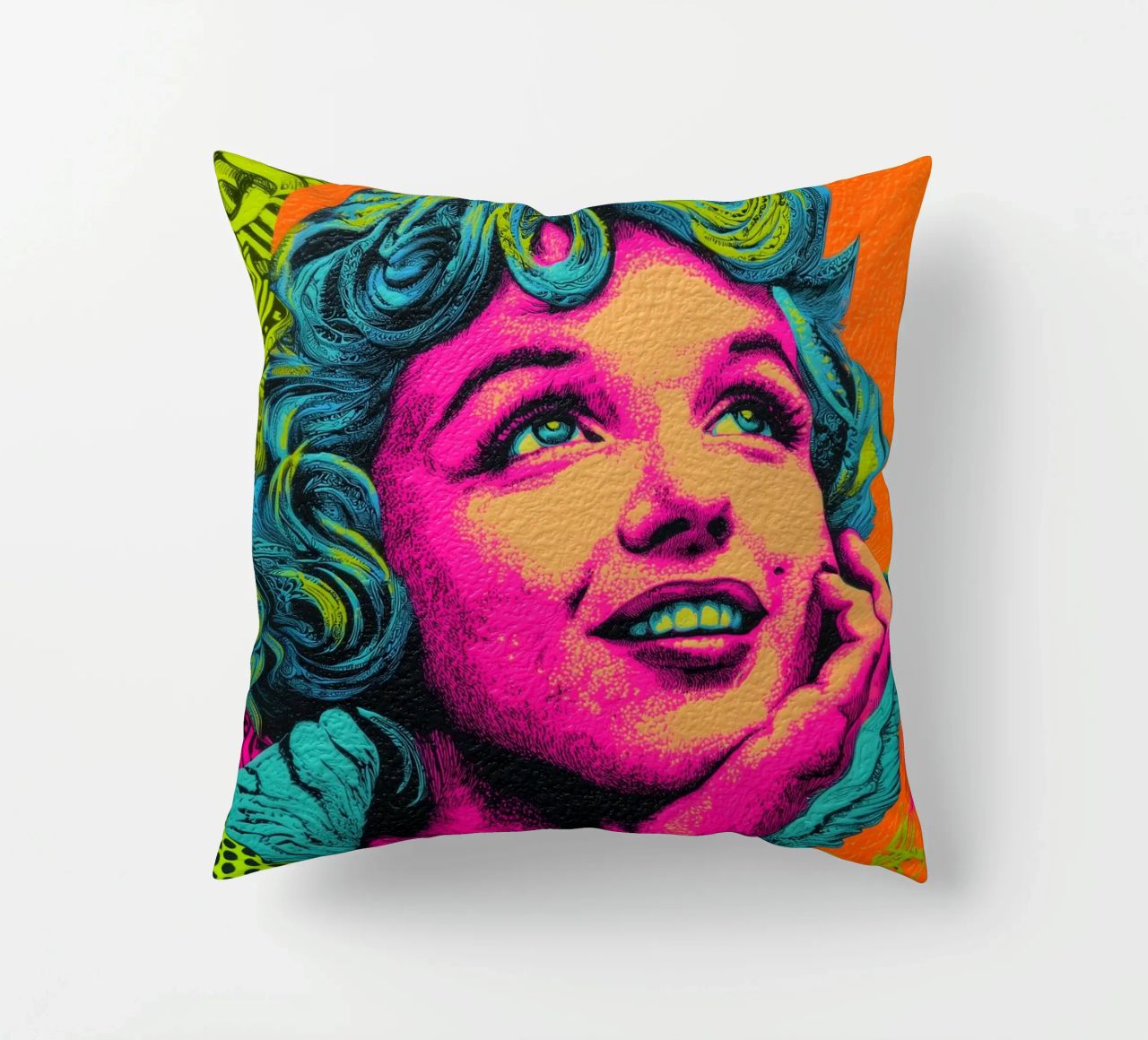 Marilyn Monroe, Neon Pop cuscino da Carinaprint