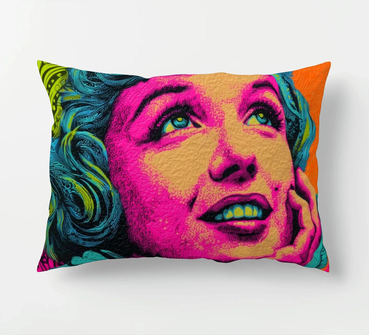 Marilyn Monroe, Neon Pop cuscino da Carinaprint