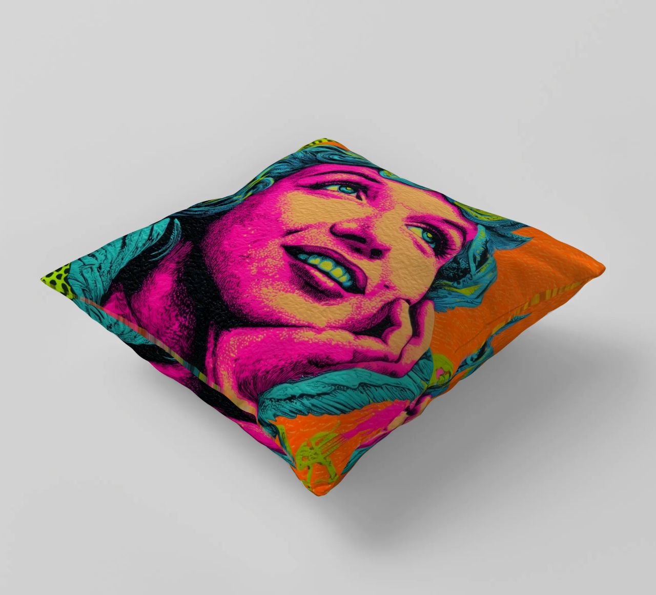 Marilyn Monroe, Neon Pop cuscino da Carinaprint
