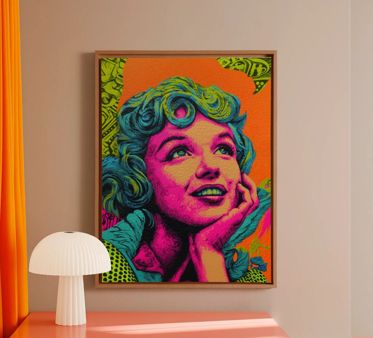 Marilyn Monroe, Neon Pop Leinwand von Carinaprint