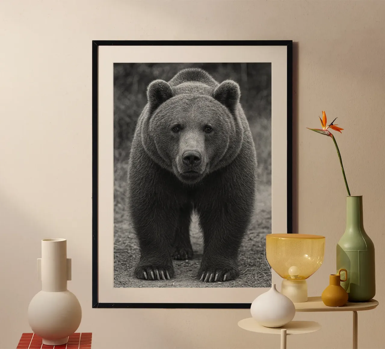 orso fotografia in bianco e nero poster con telaio in alluminio da the gunduls