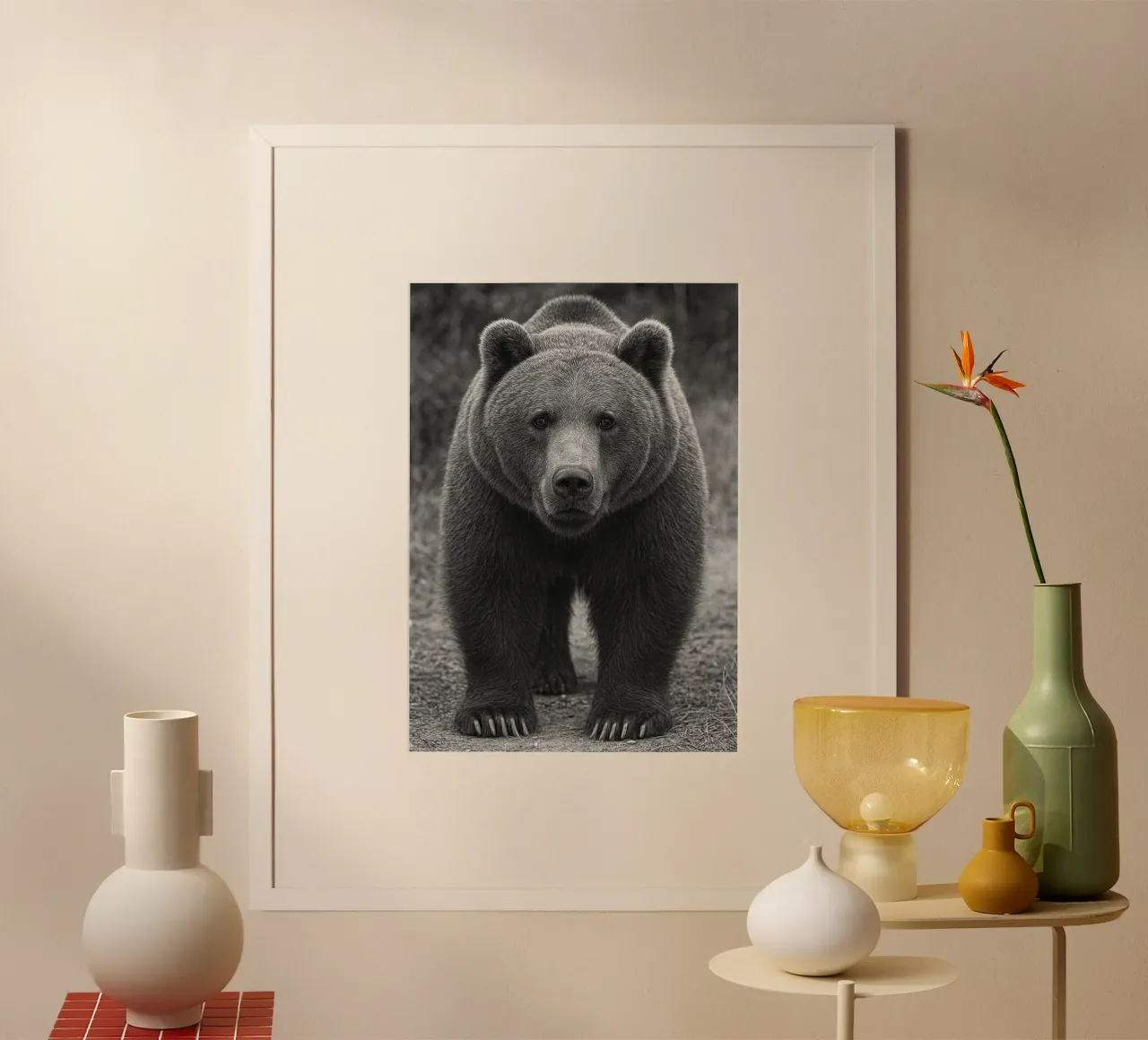orso fotografia in bianco e nero poster con telaio in alluminio da the gunduls
