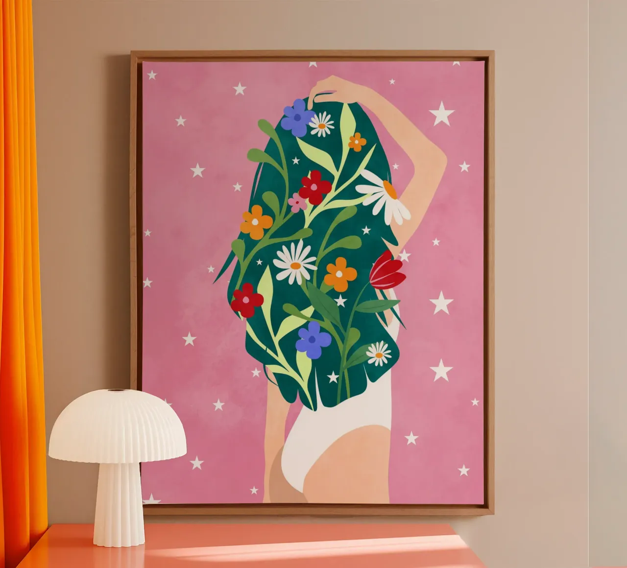 Bloemetjeshaar, kan me niet schelen canvas met Baklijst van Kintsugi99