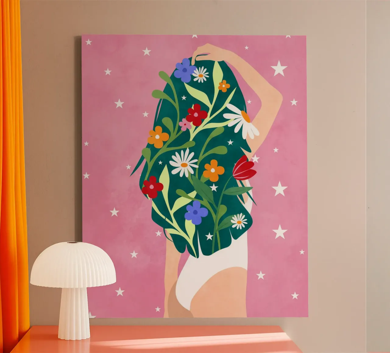 Bloemetjeshaar, kan me niet schelen canvas met Baklijst van Kintsugi99
