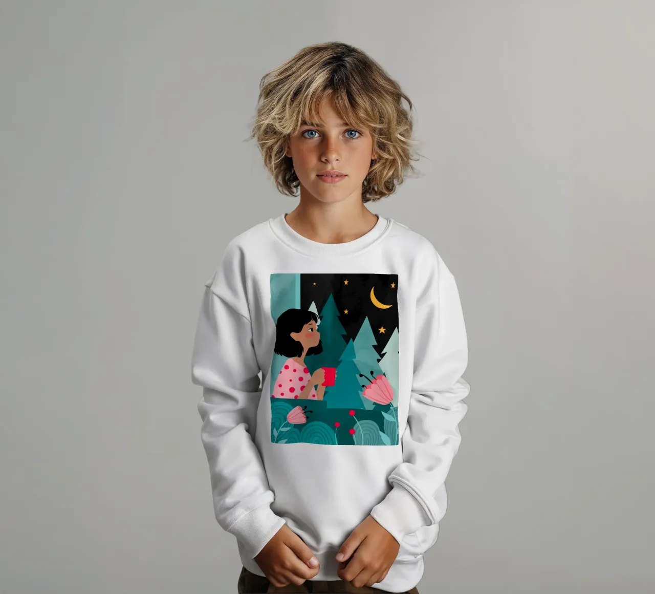 Sorsi a tarda notte felpa bambino da Kintsugi99