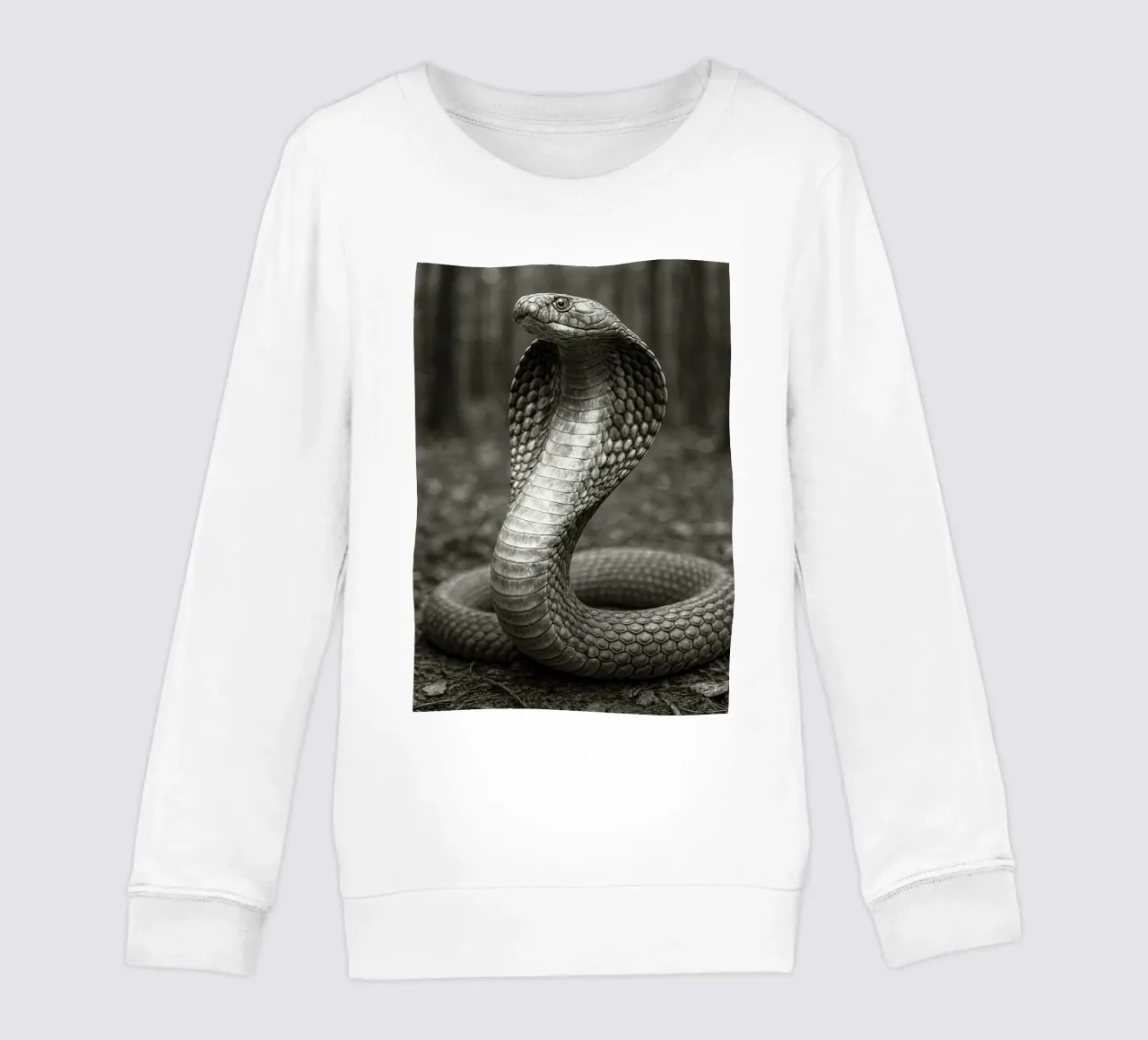 cobra snake black and white photography kids sweatshirt by the gunduls