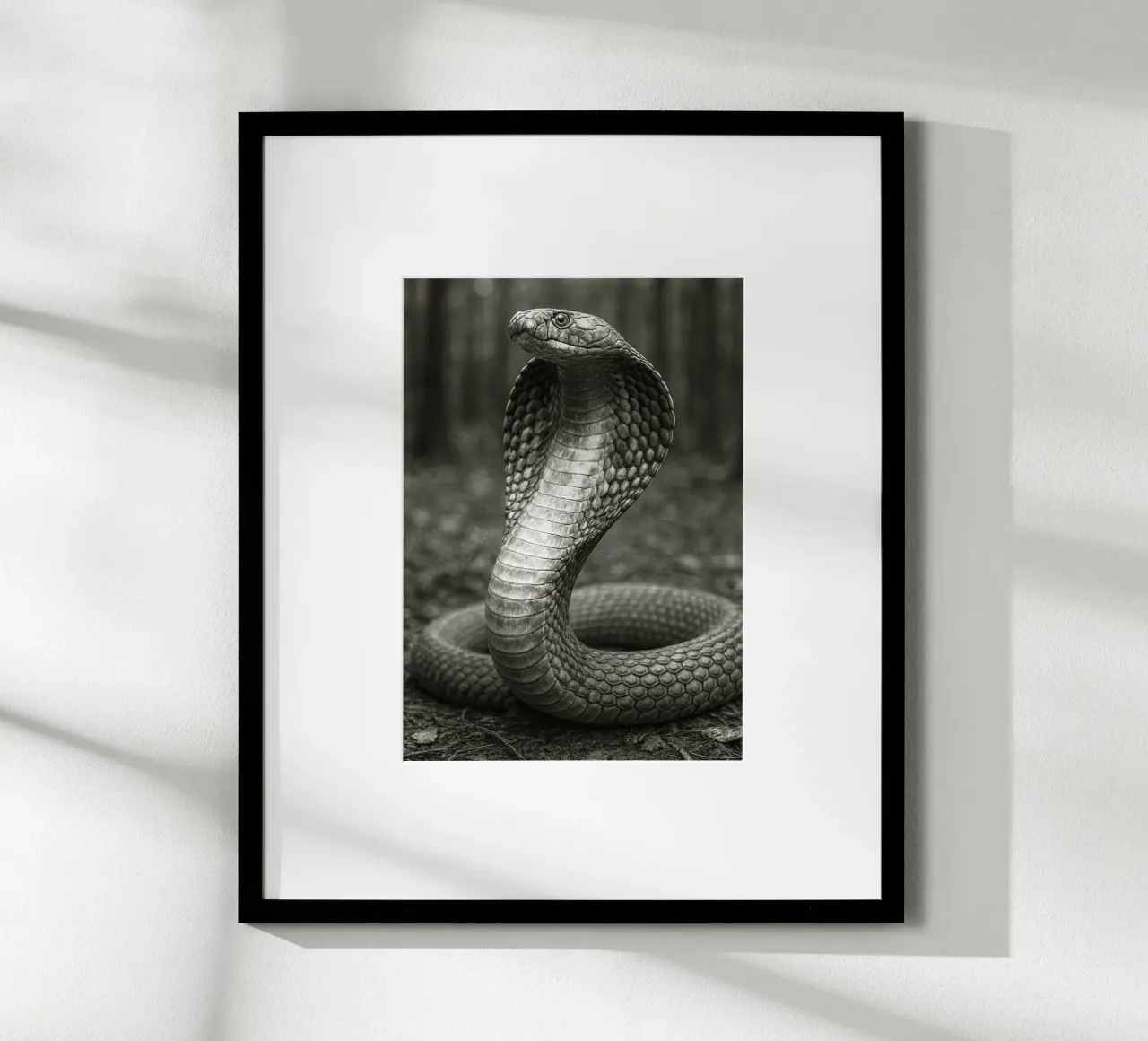 serpente cobra fotografia in bianco e nero poster con telaio in plastica da the gunduls
