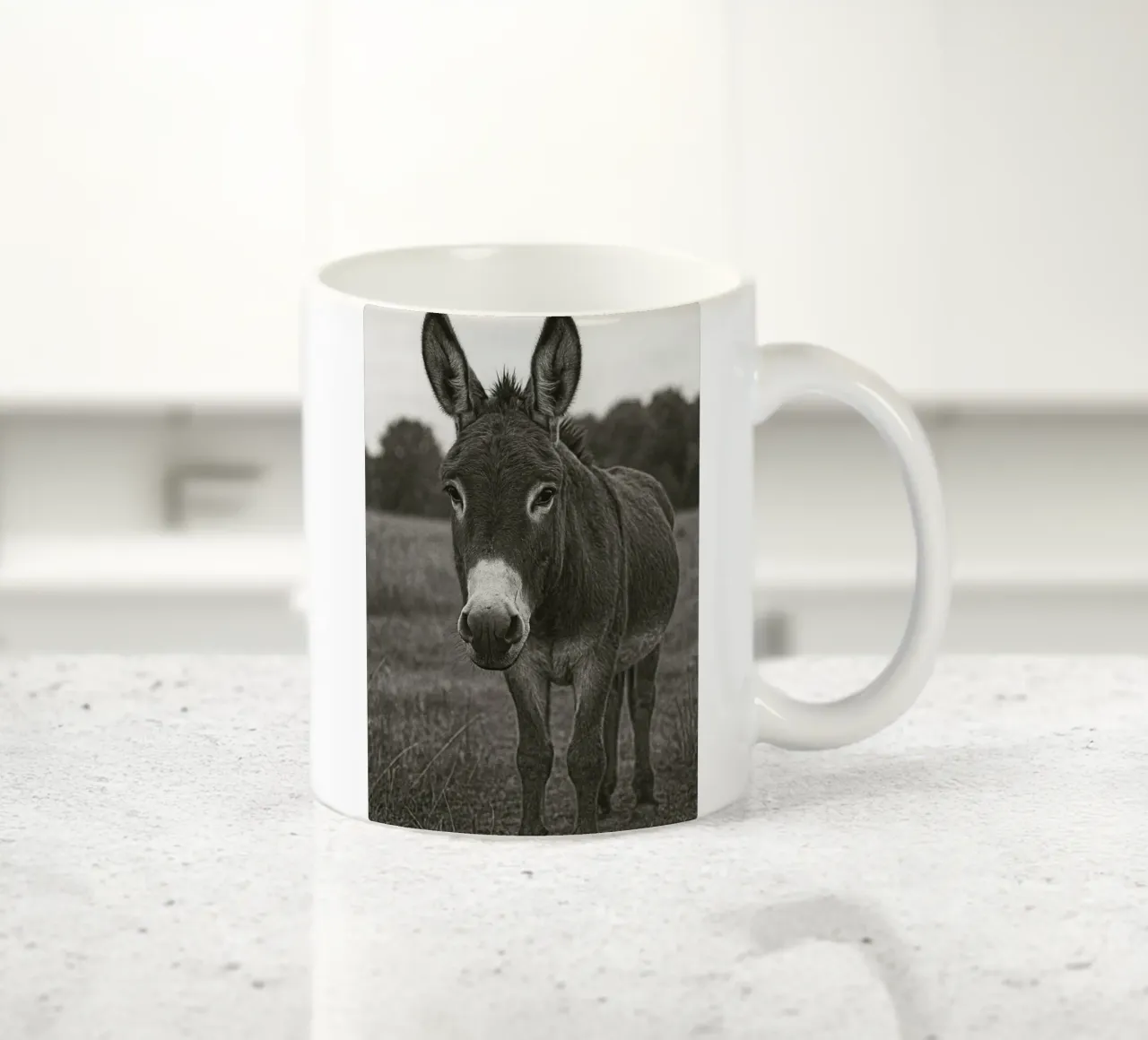 donkey black and white photography ceramic mug by the gunduls