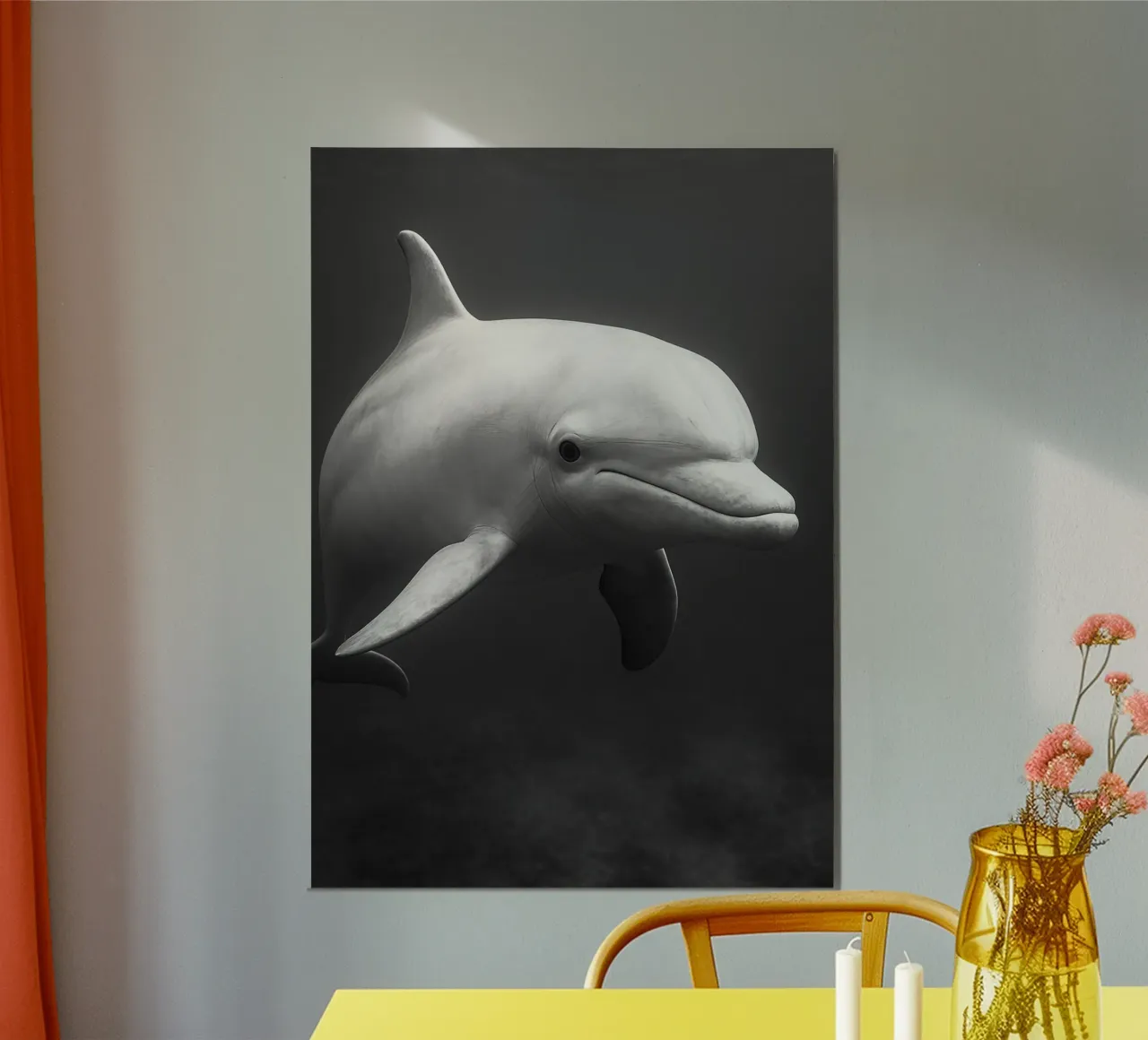 dophin fotografia in bianco e nero poster con telaio in alluminio da the gunduls