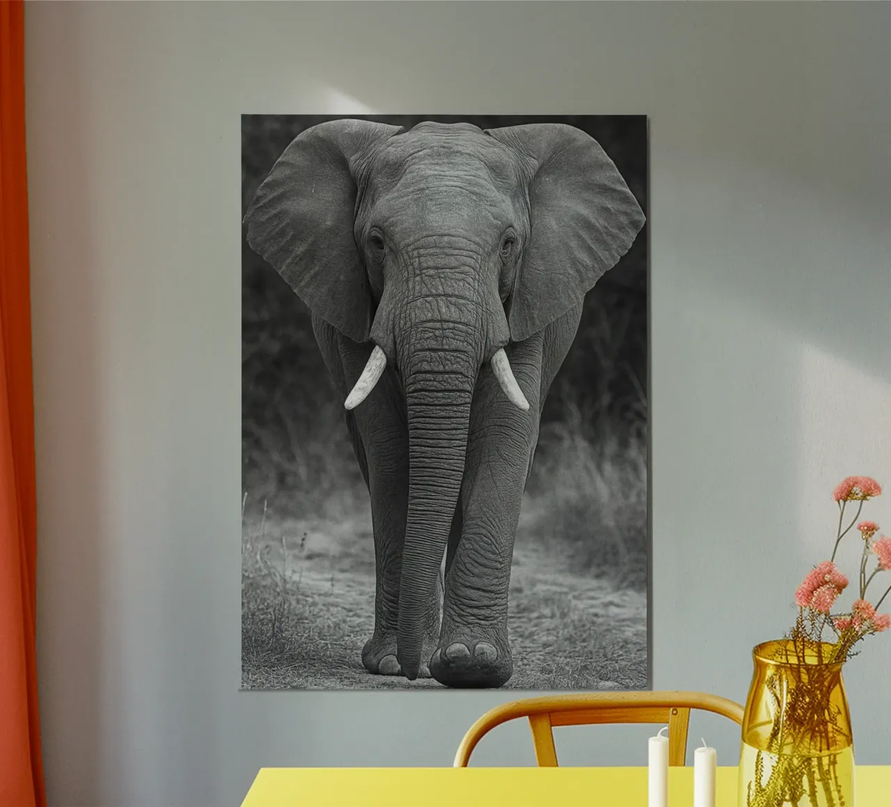elephant black and white photography poster by the gunduls