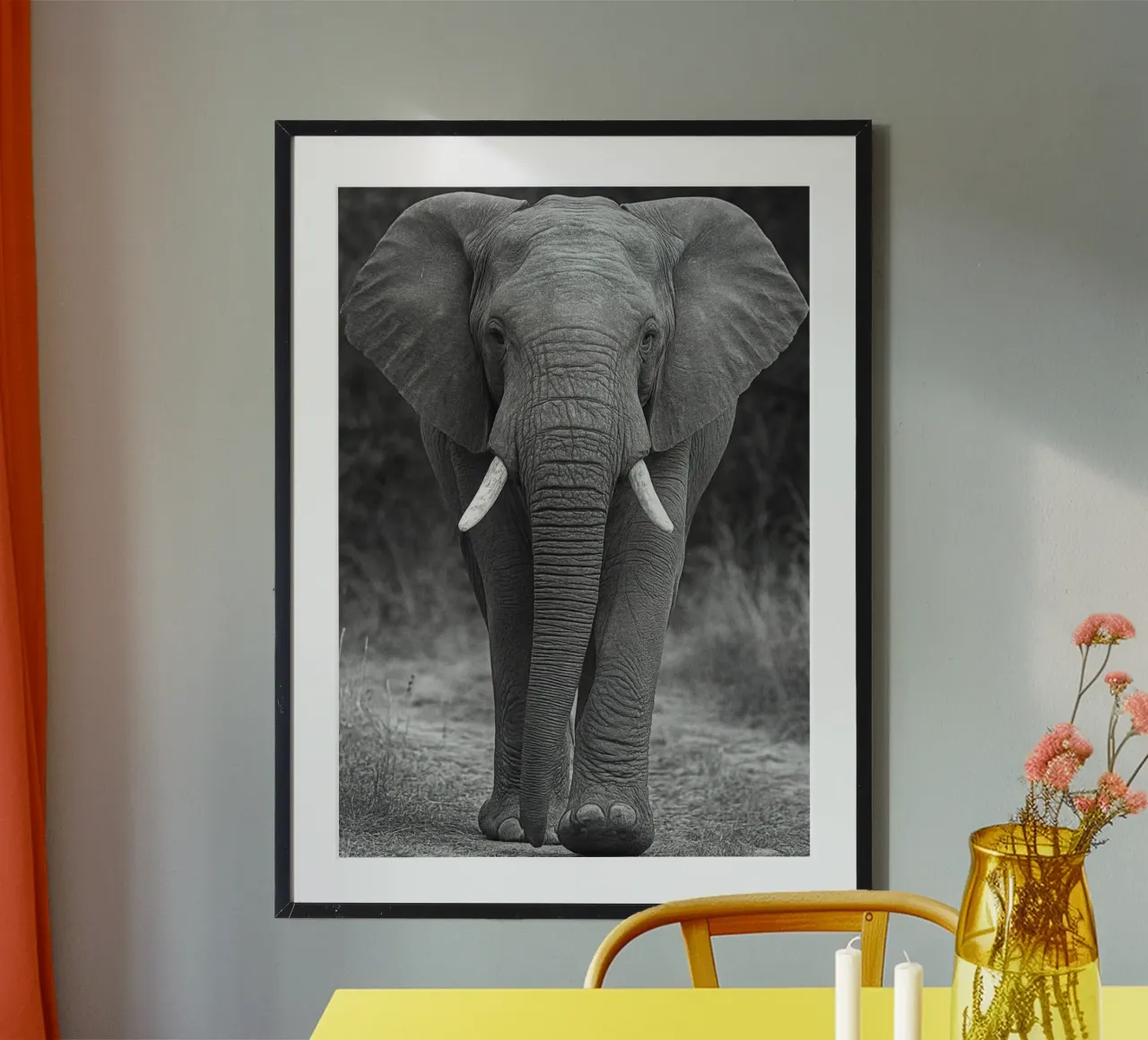 elephant black and white photography poster by the gunduls
