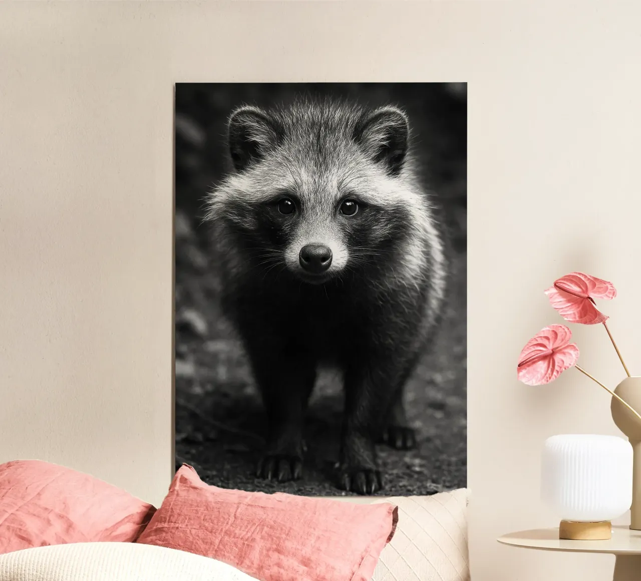 fotografia in bianco e nero di furetti poster con telaio in legno da the gunduls