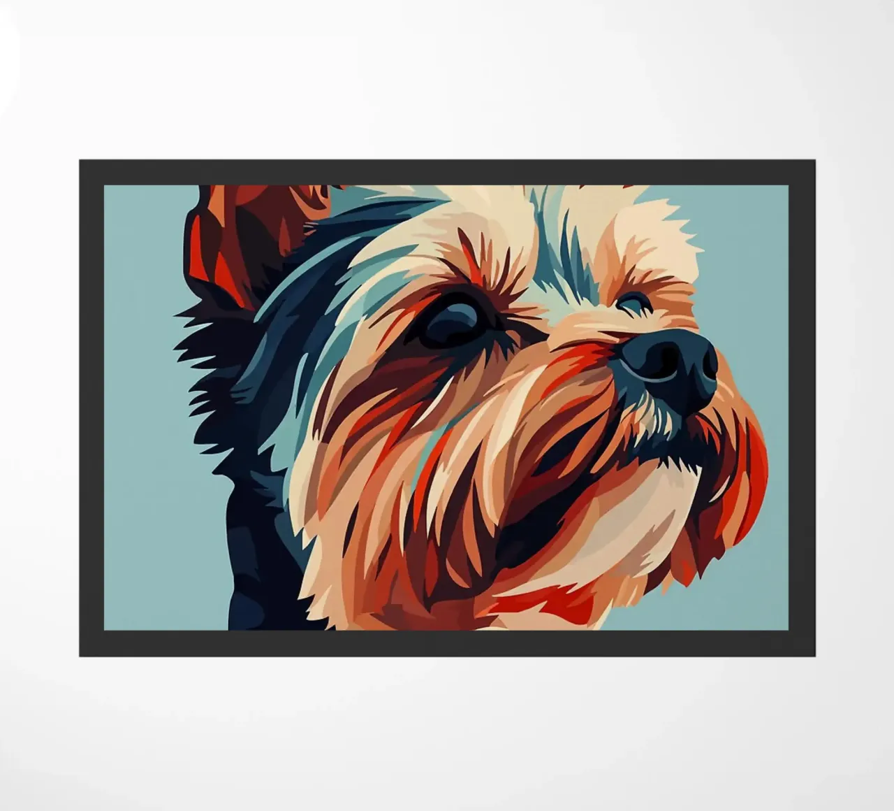 dog yorkshire terrier pet ears fur portrait doormat by Kirsten C Nolan