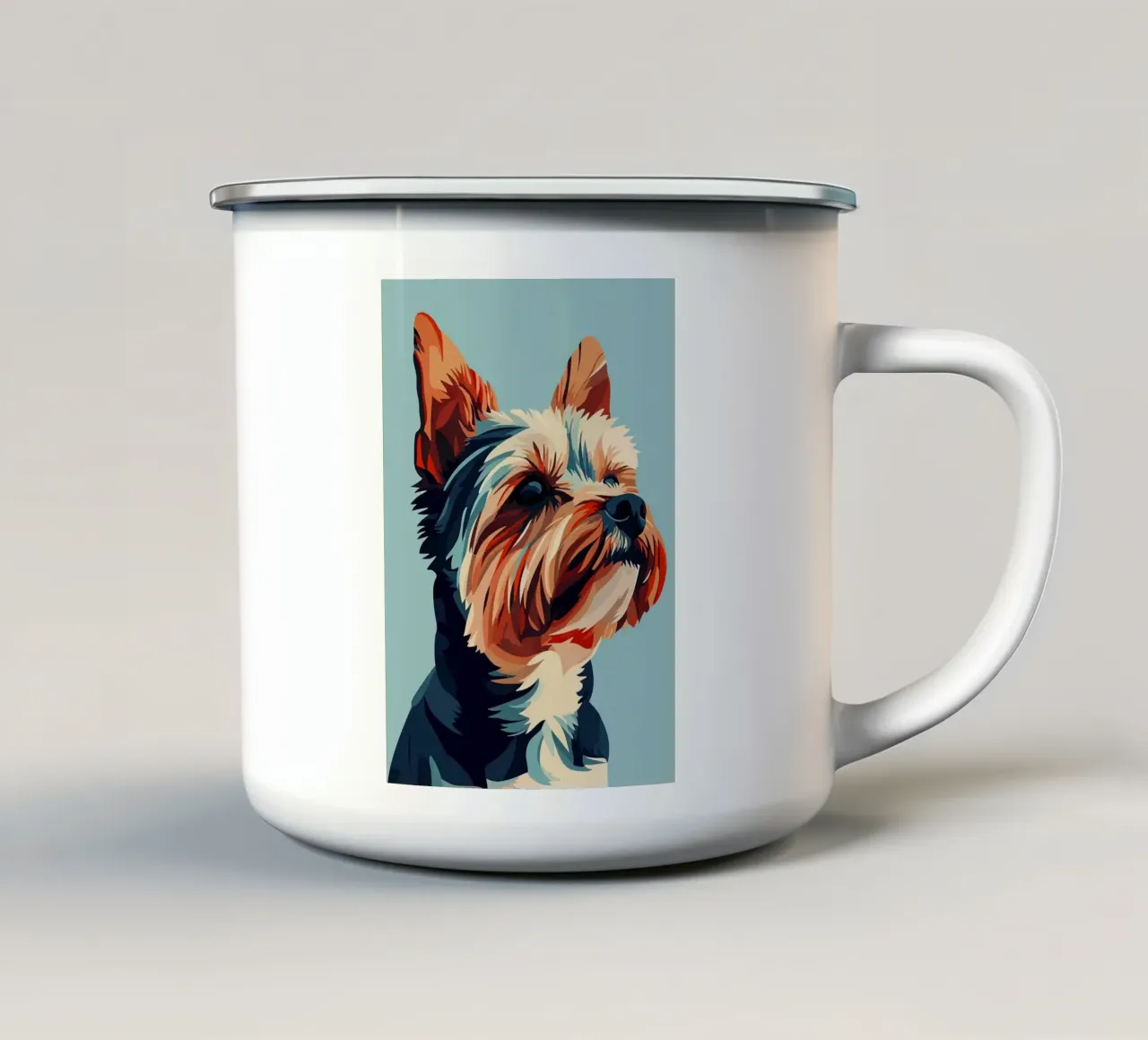 cane yorkshire terrier animale domestico orecchie pelliccia ritratto tazza in smalto da Kirsten C Nolan