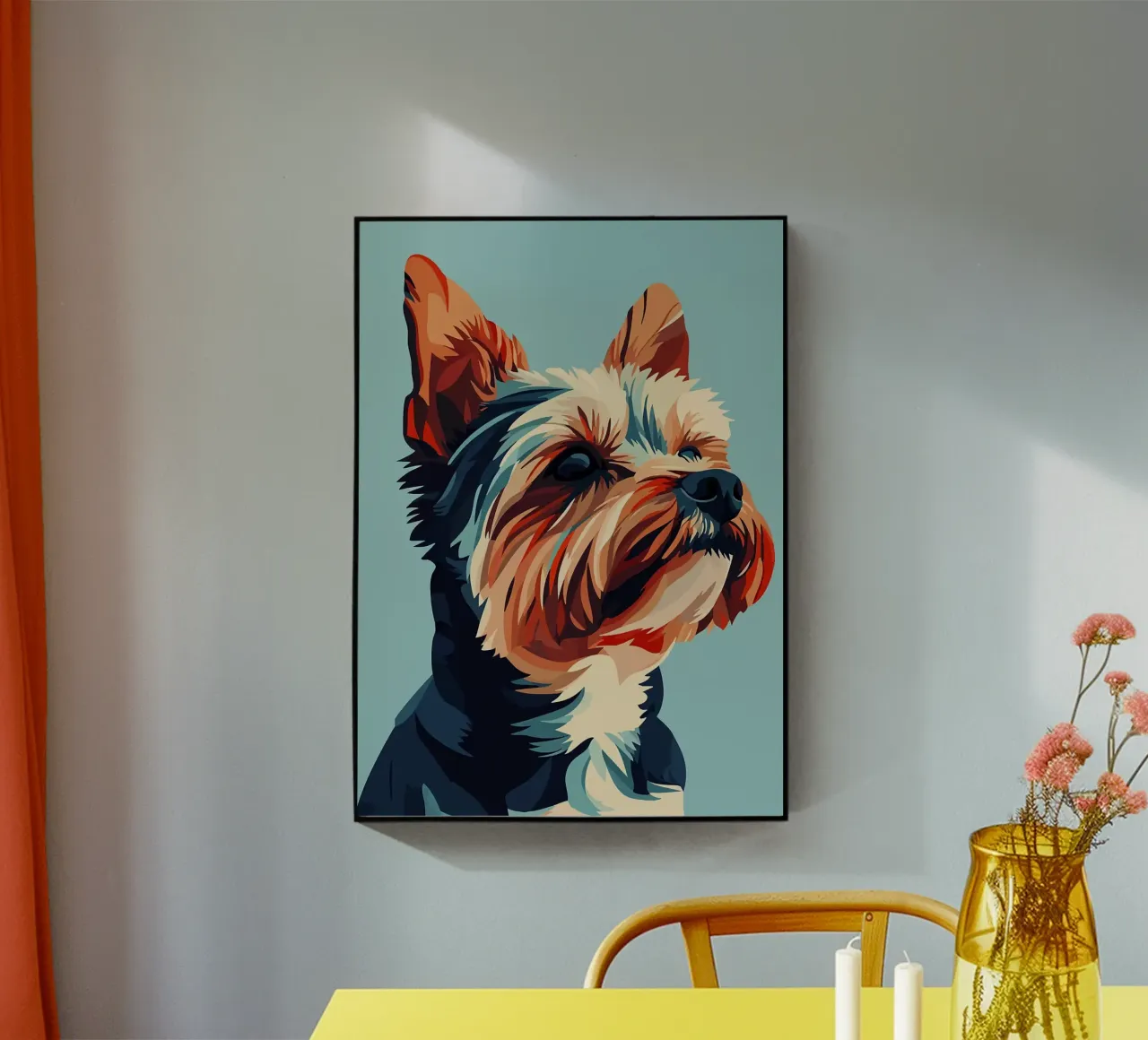 dog yorkshire terrier pet ears fur portrait acrylic glass by Kirsten C Nolan