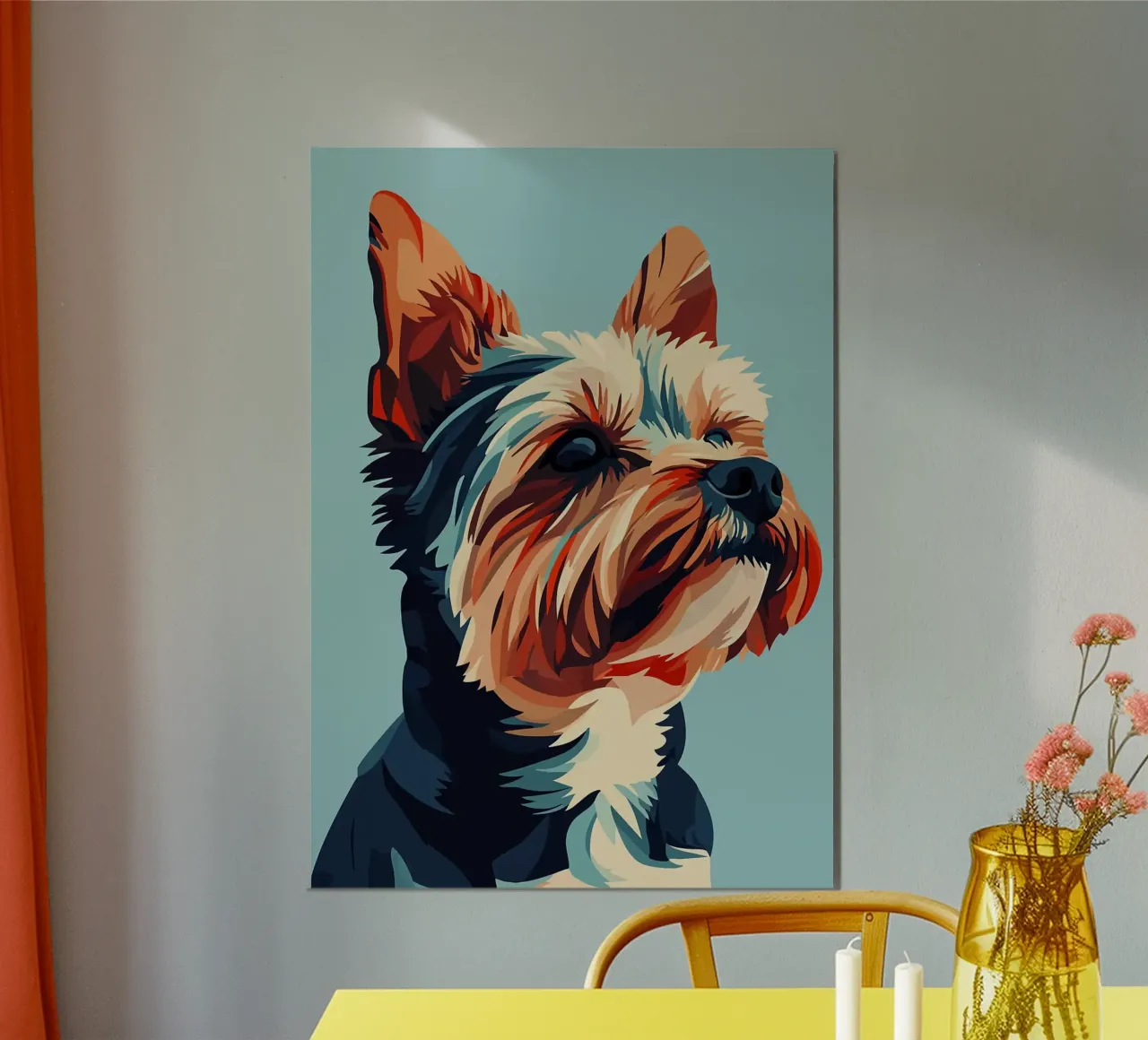 dog yorkshire terrier pet ears fur portrait forex plate by Kirsten C Nolan