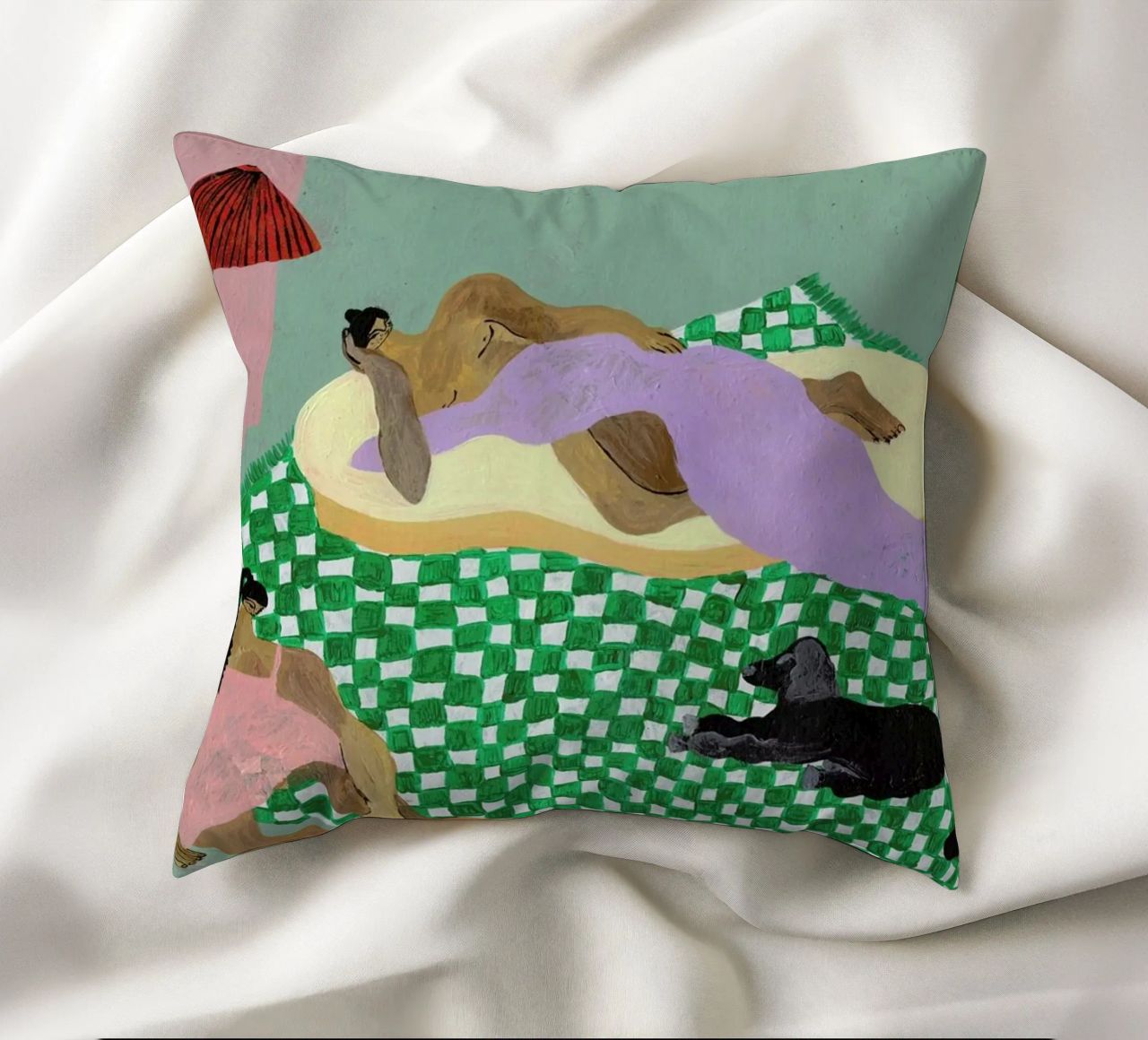 Living Room Situation decorative cushion by Nudes and Croissants