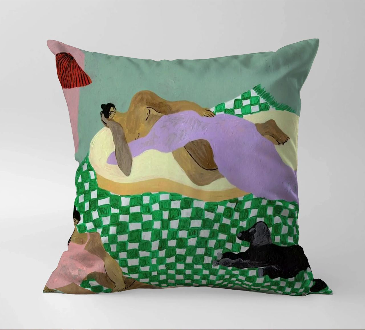 Living Room Situation decorative cushion by Nudes and Croissants
