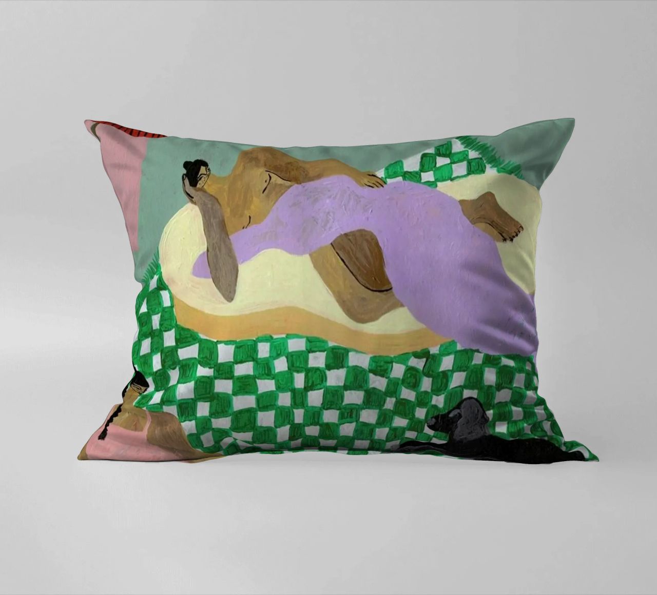 Living Room Situation decorative cushion by Nudes and Croissants