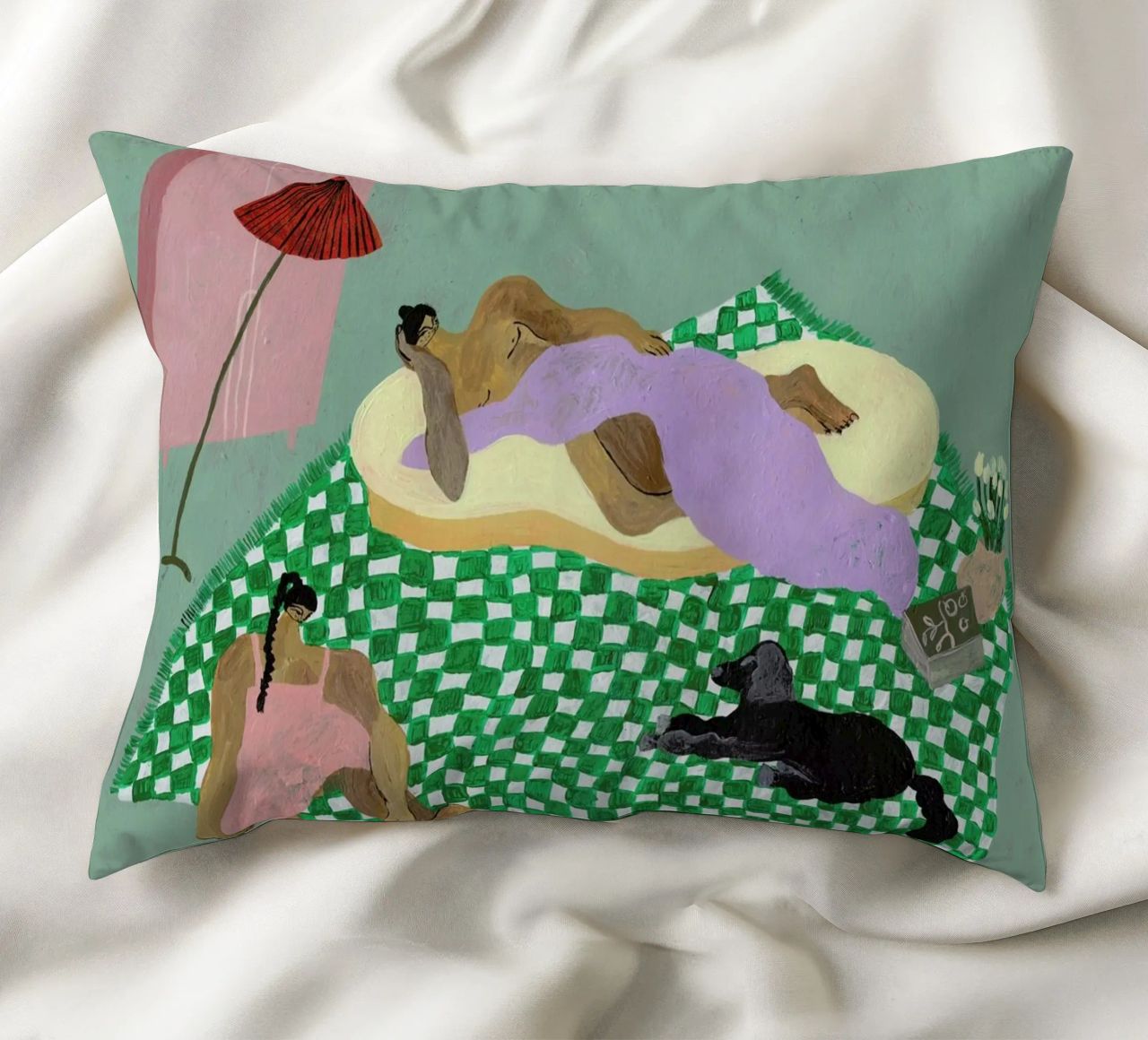 Living Room Situation decorative cushion by Nudes and Croissants