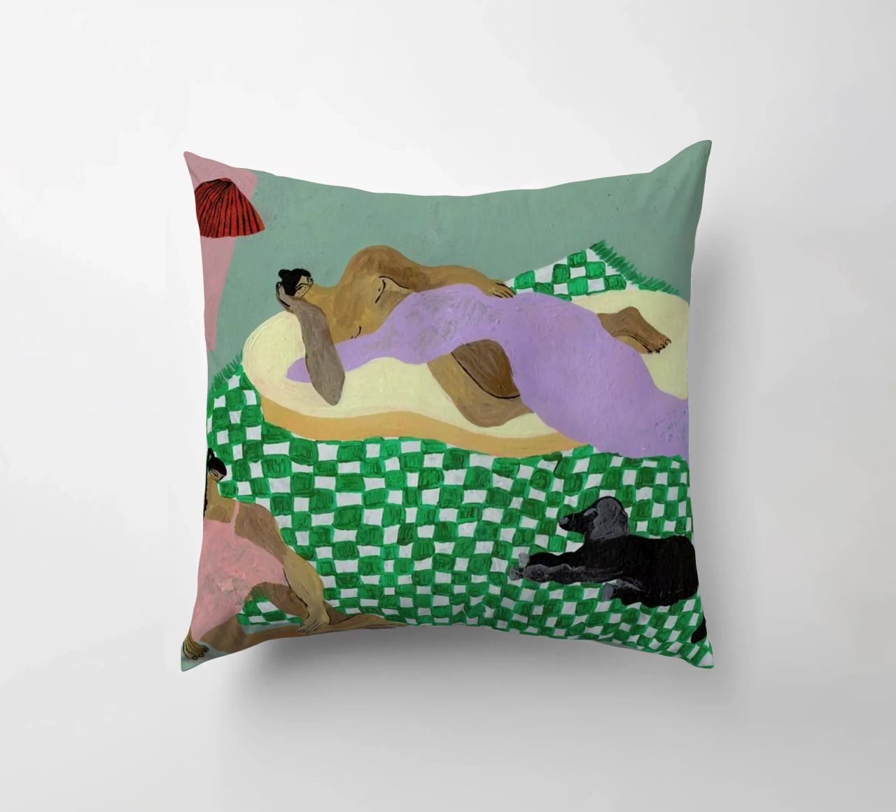 Living Room Situation decorative cushion by Nudes and Croissants