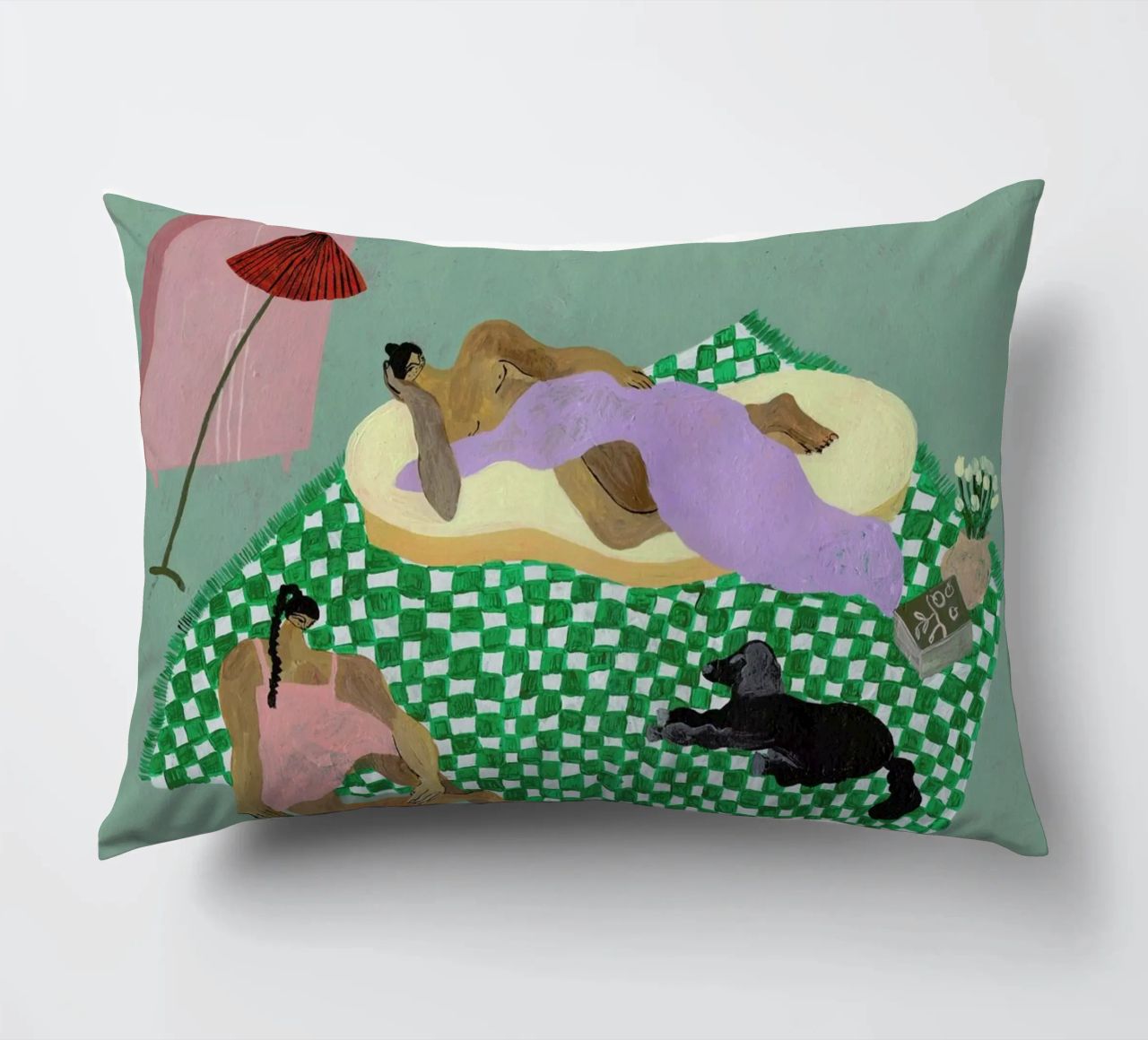Living Room Situation decorative cushion by Nudes and Croissants