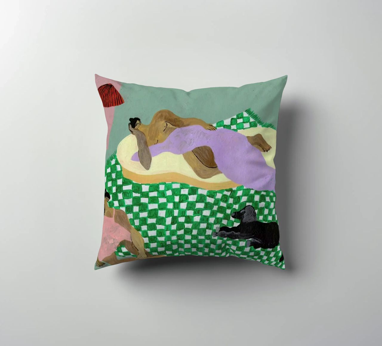 Living Room Situation decorative cushion by Nudes and Croissants