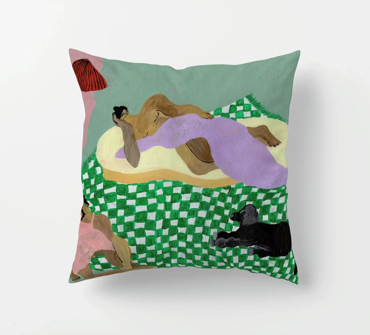 Living Room Situation decorative cushion by Nudes and Croissants