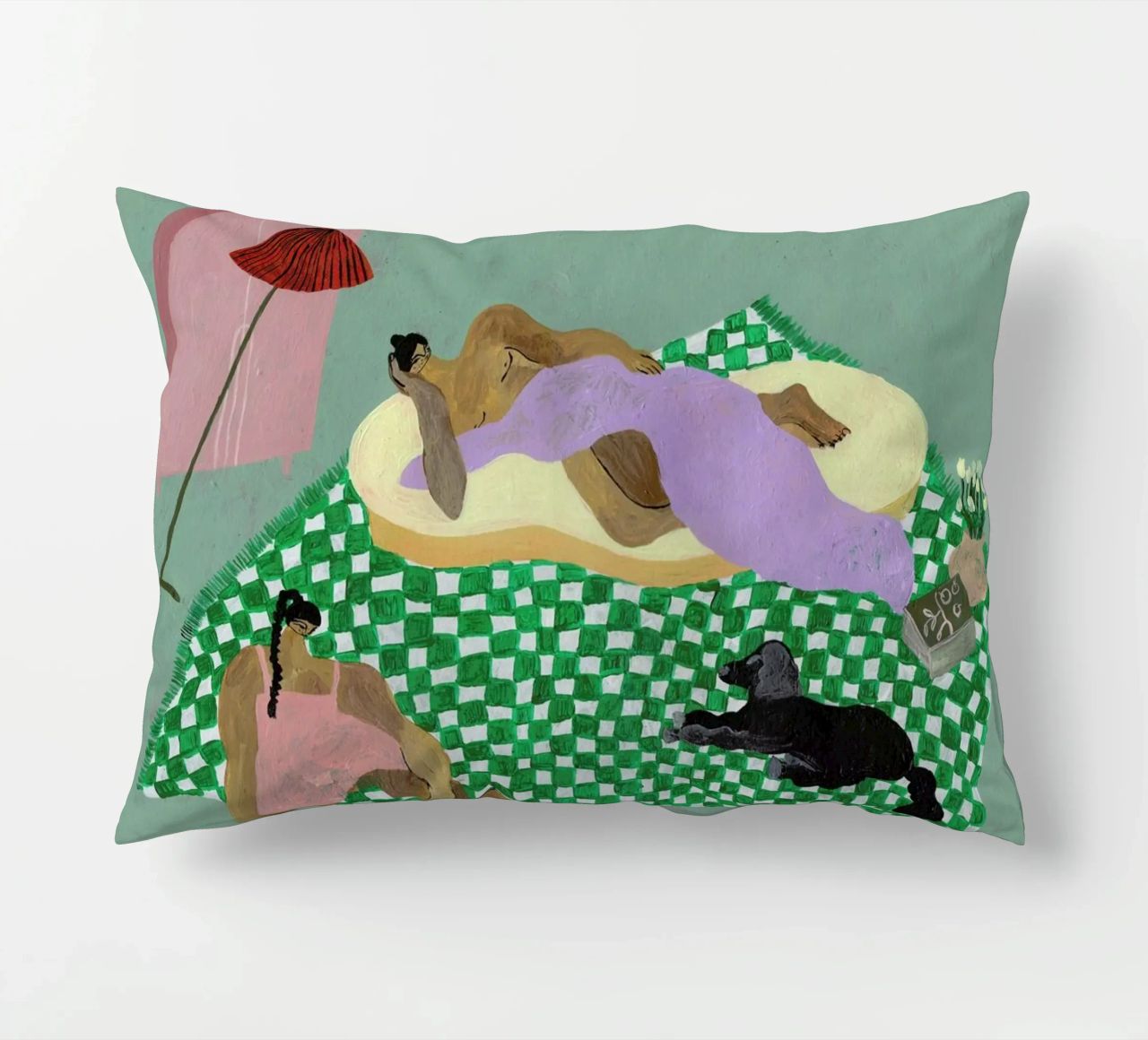 Living Room Situation decorative cushion by Nudes and Croissants