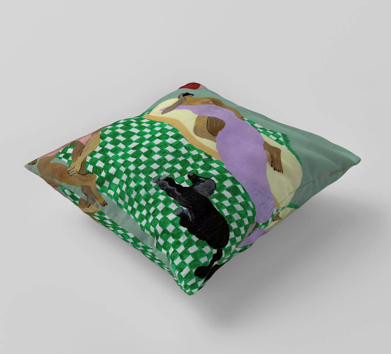 Living Room Situation decorative cushion by Nudes and Croissants