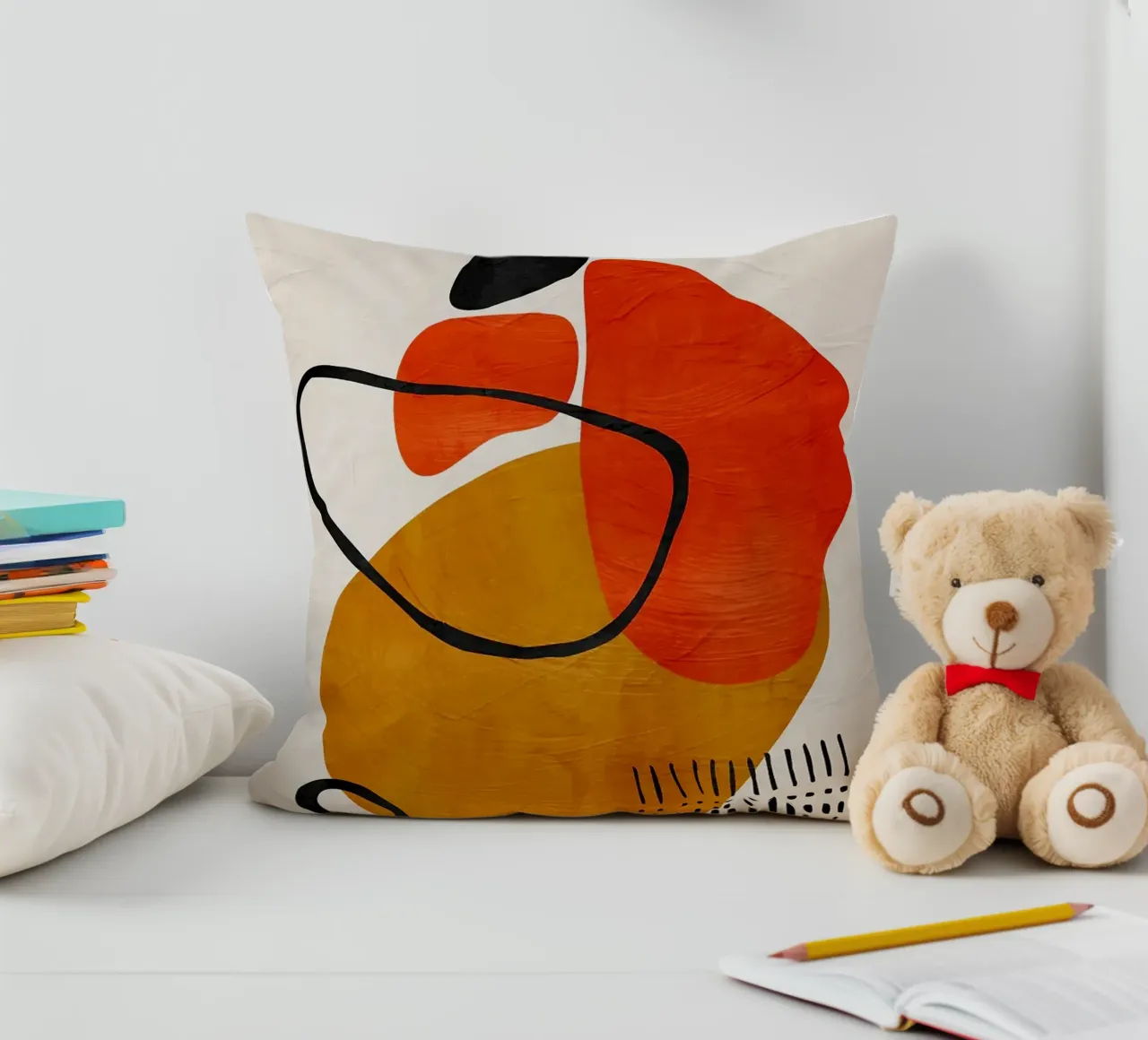 geometric shapes abstract forms circles rectangles decorative cushion by James Isaac Jackson
