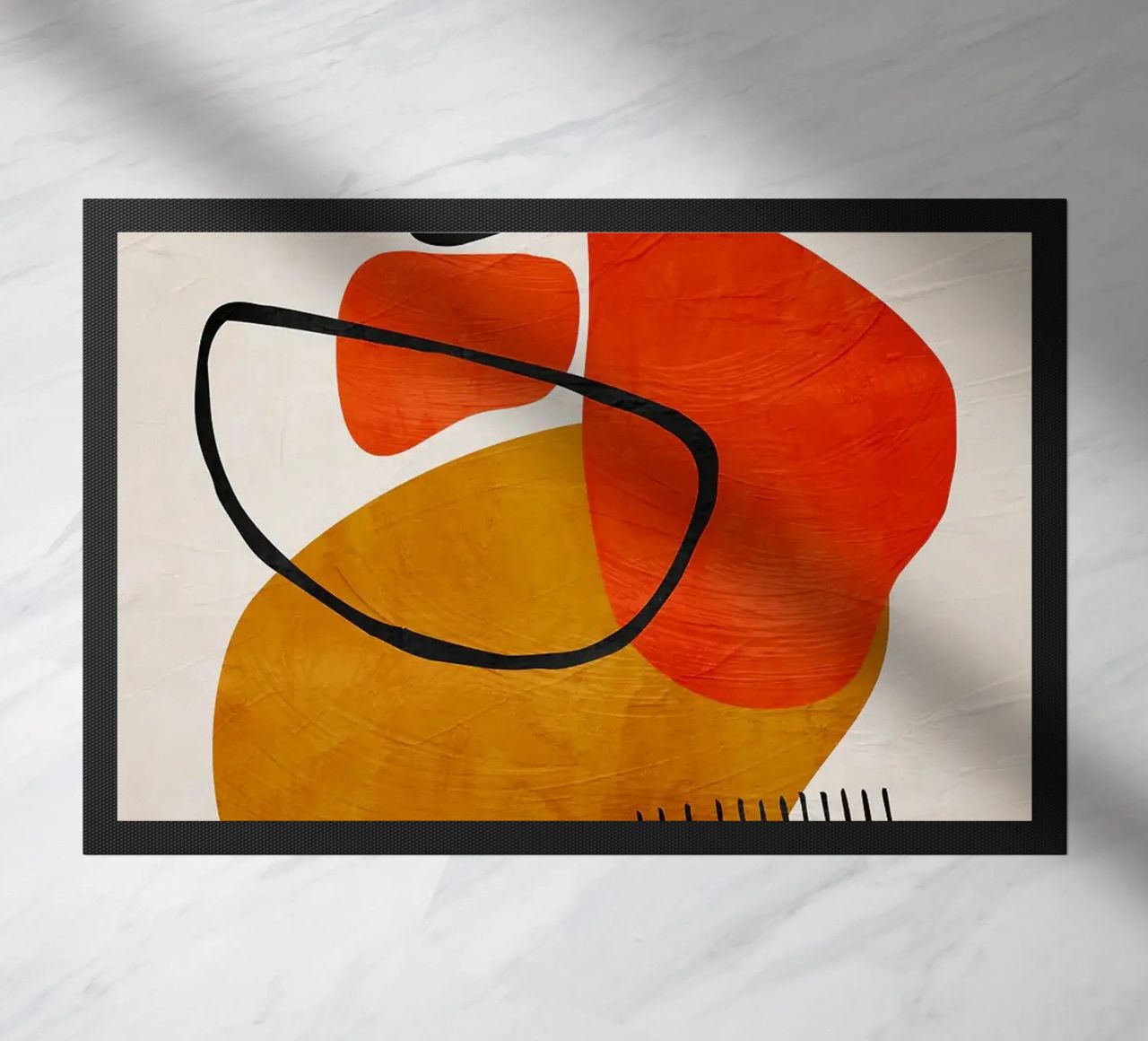geometric shapes abstract forms circles rectangles doormat by James Isaac Jackson