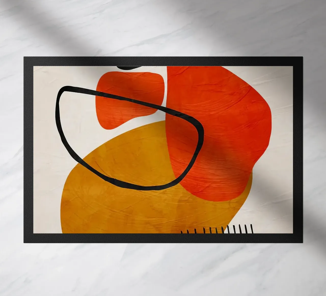 geometric shapes abstract forms circles rectangles doormat by James Isaac Jackson