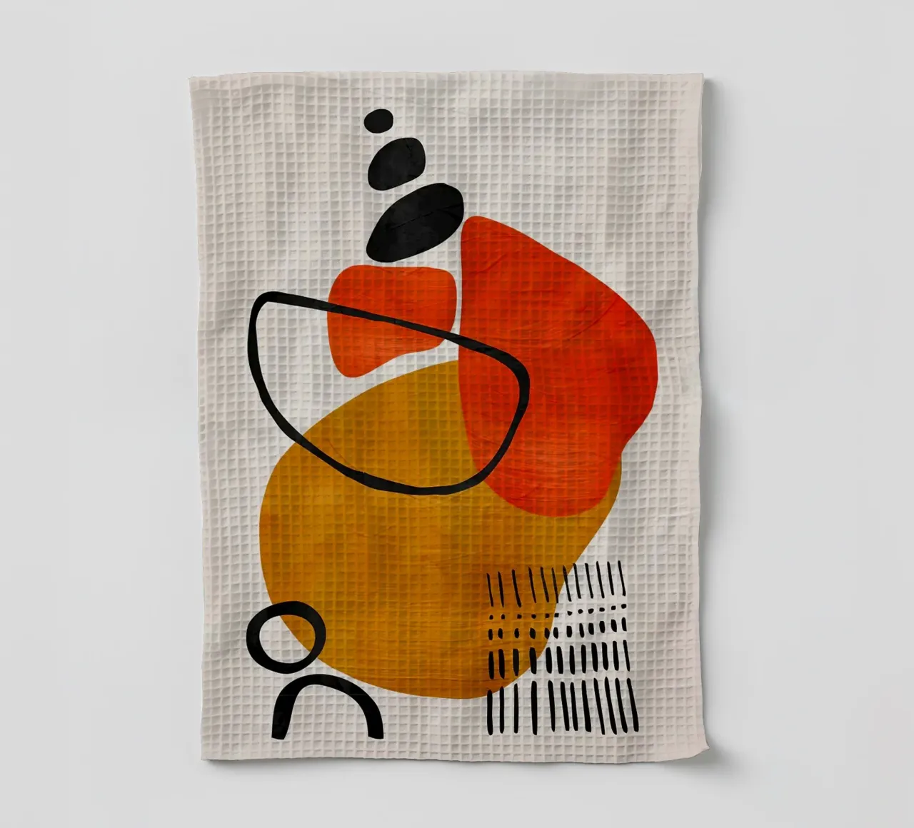 geometric shapes abstract forms circles rectangles tea towel by James Isaac Jackson