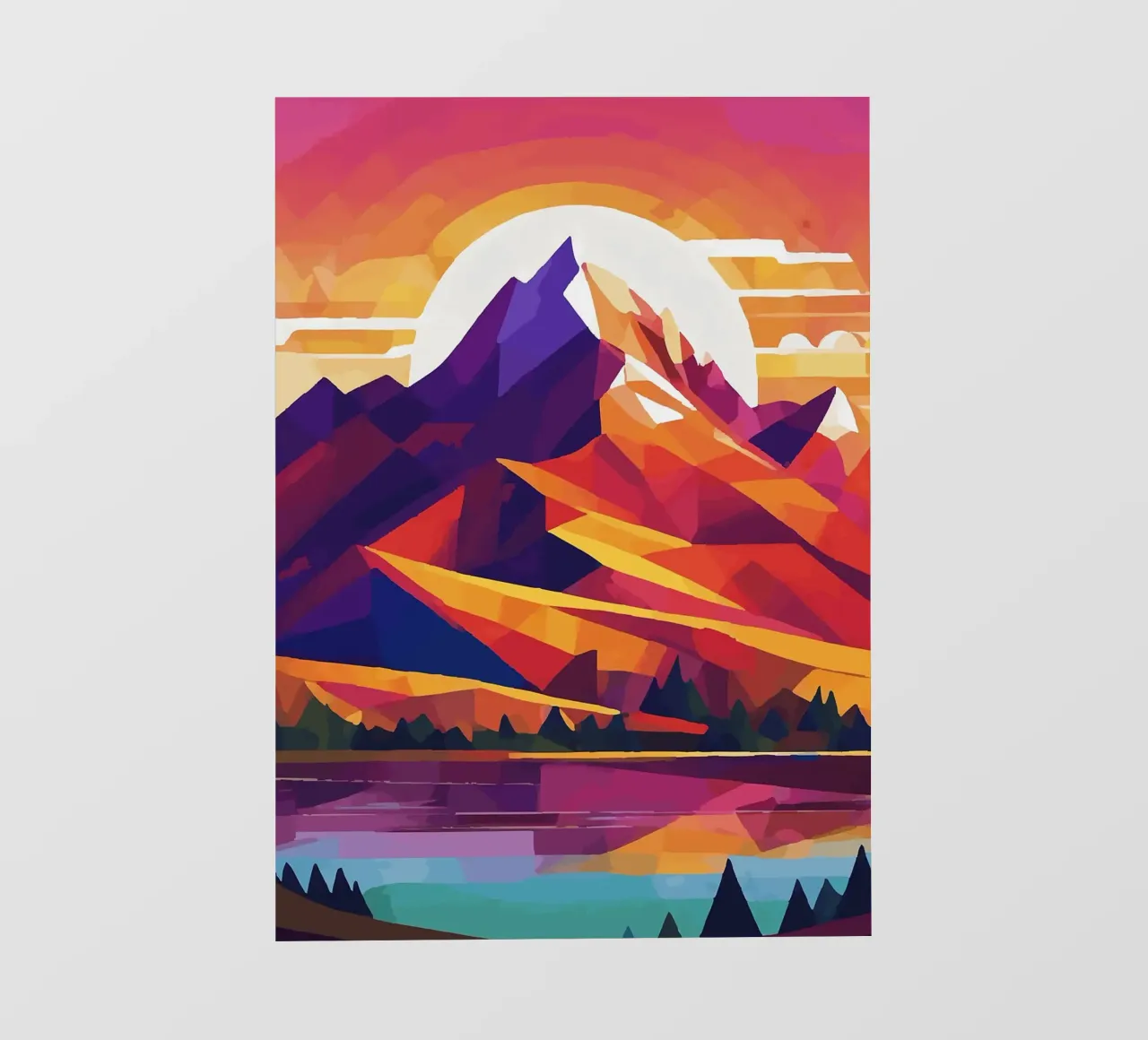montagne sole forme geometriche triangoli lago telo in pvc da James Isaac Jackson