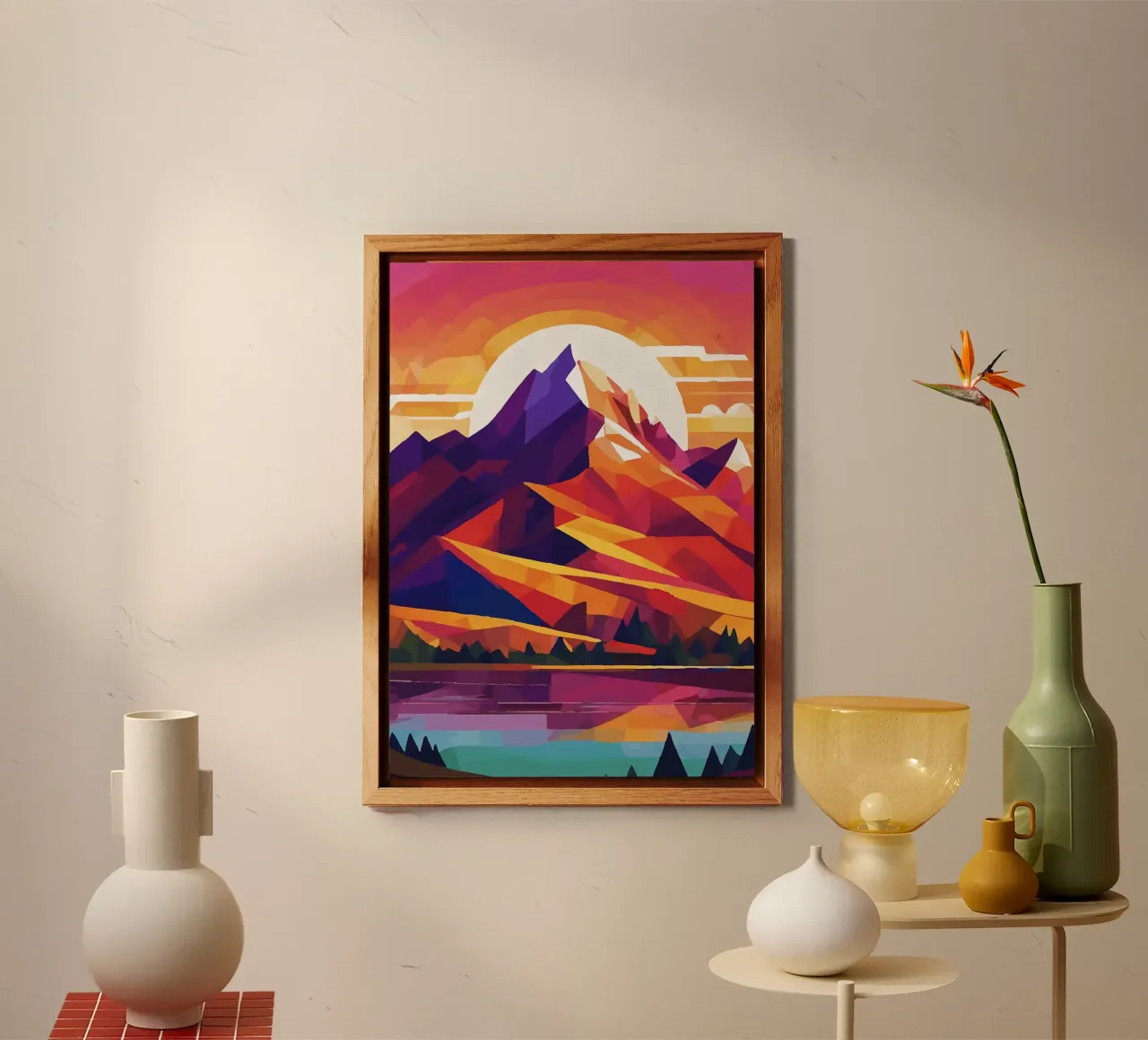 montagne sole forme geometriche triangoli lago alluminio dibond da James Isaac Jackson