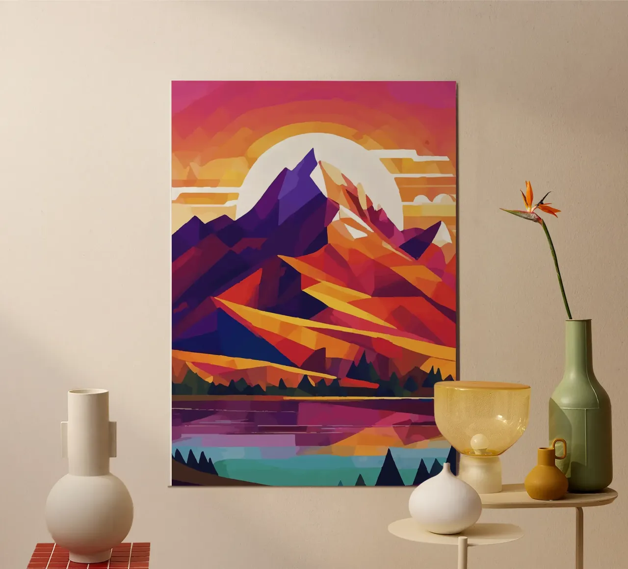 montagne sole forme geometriche triangoli lago alluminio dibond da James Isaac Jackson