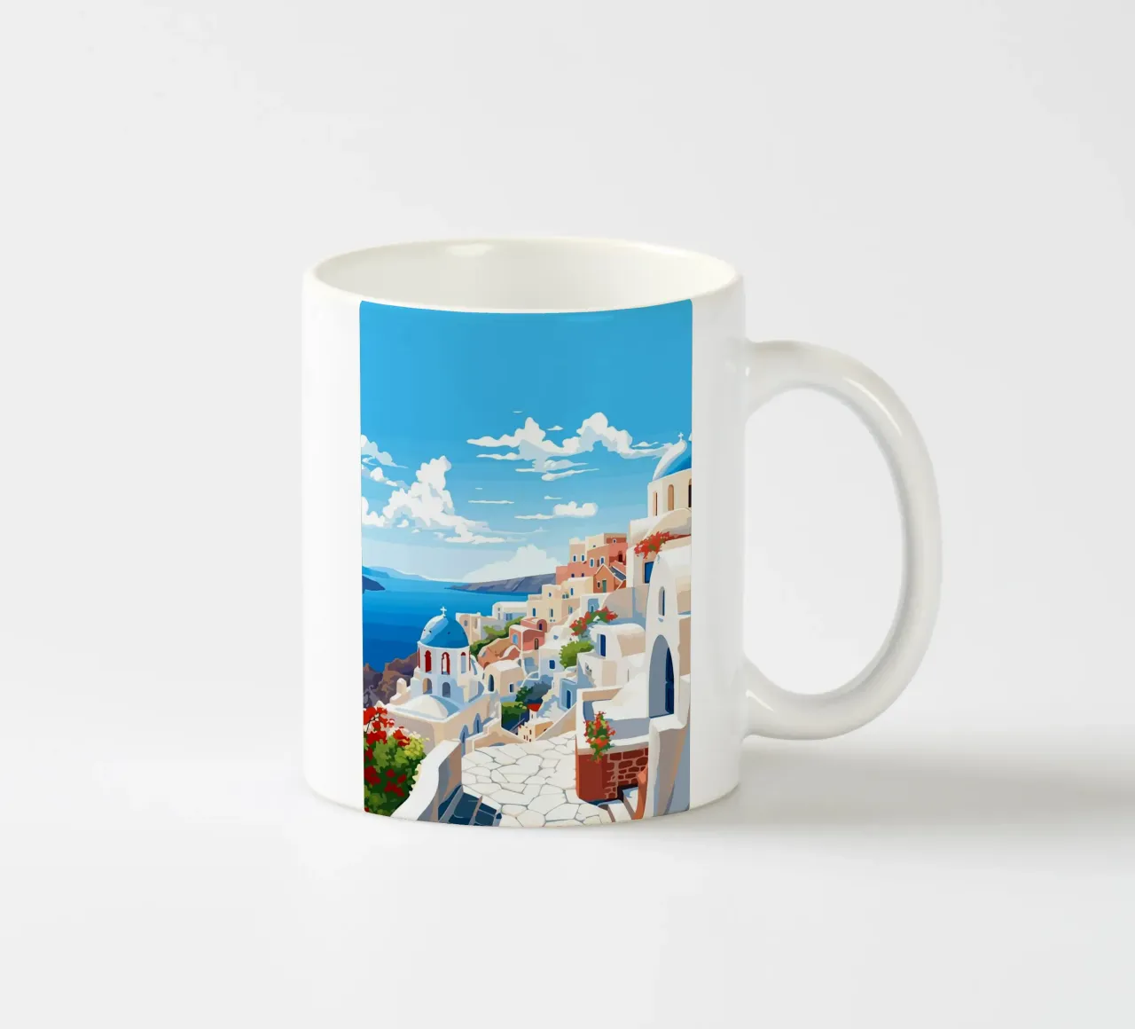 Santorini grieks eiland witbouw mediterraan keramische mok van James Isaac Jackson