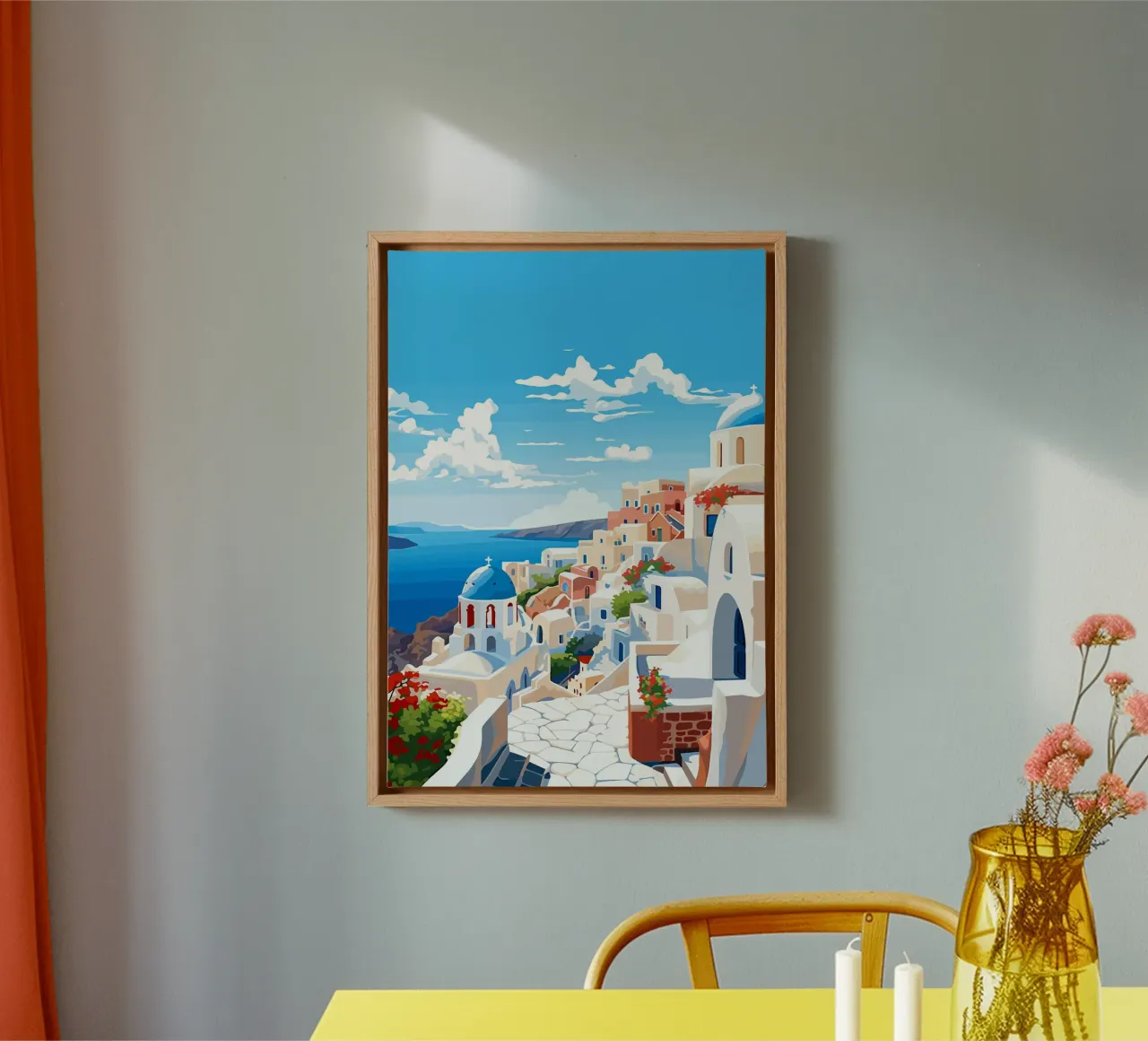 Santorini isola greca costruzioni bianche mediterraneo tela con Cornice a cassetta da James Isaac Jackson